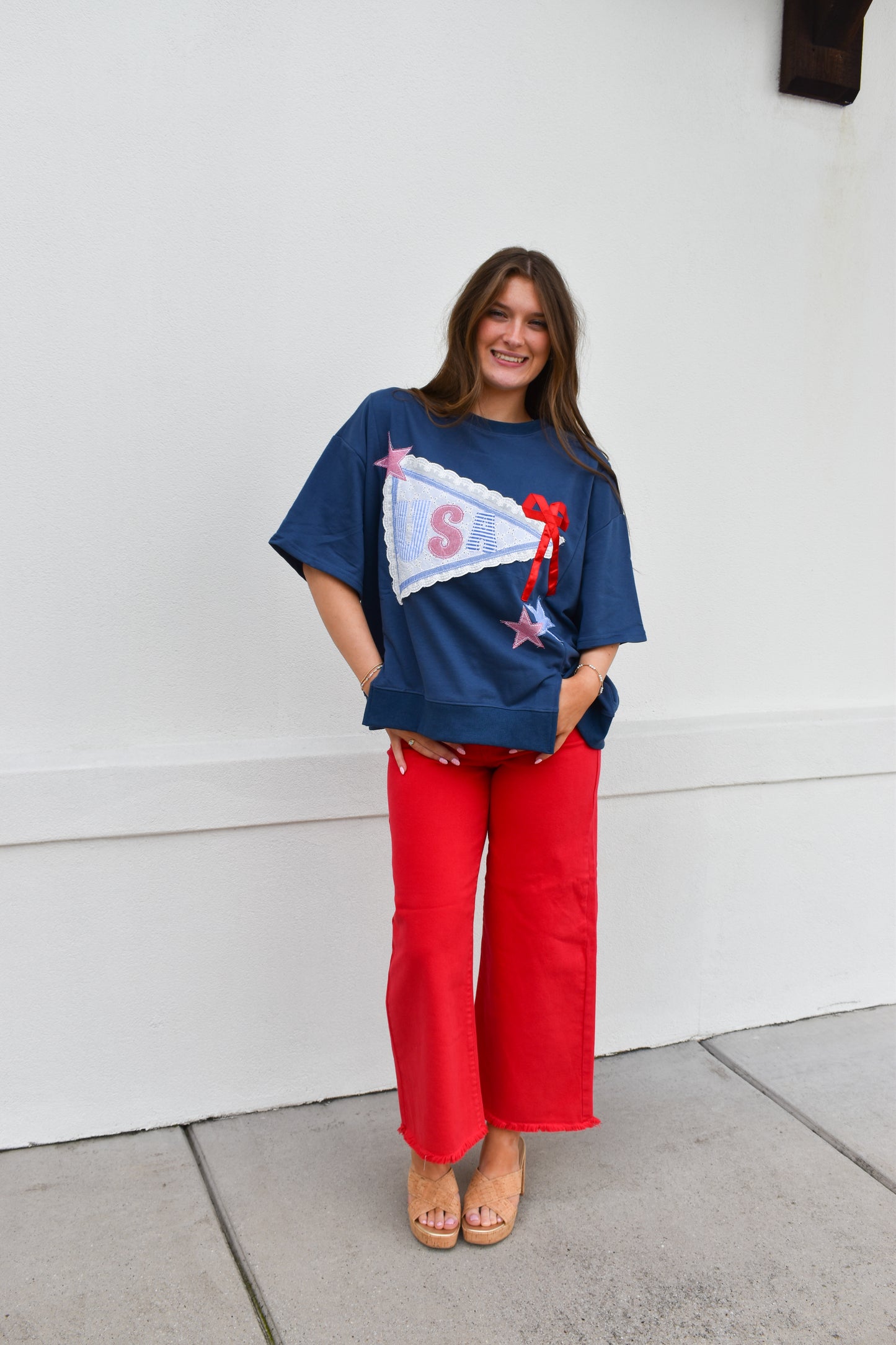 USA Lace Ribbon Sweatshirt