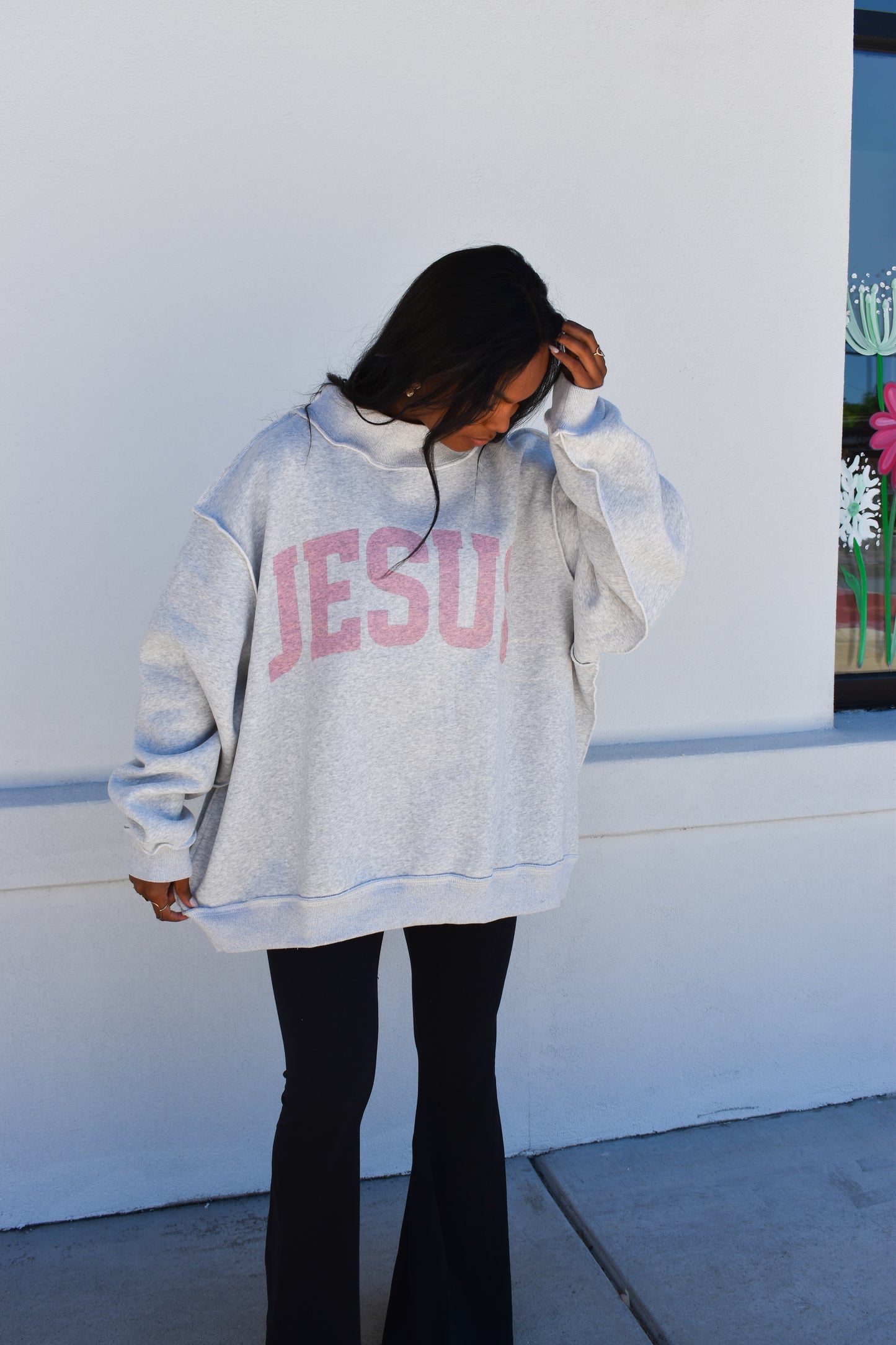 'JESUS & GOD IS GOOD' Reversible Mockneck: Pink