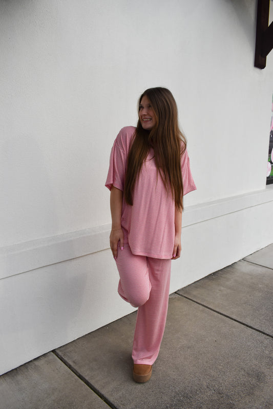 Bubblegum Stripe Short Sleeve Top