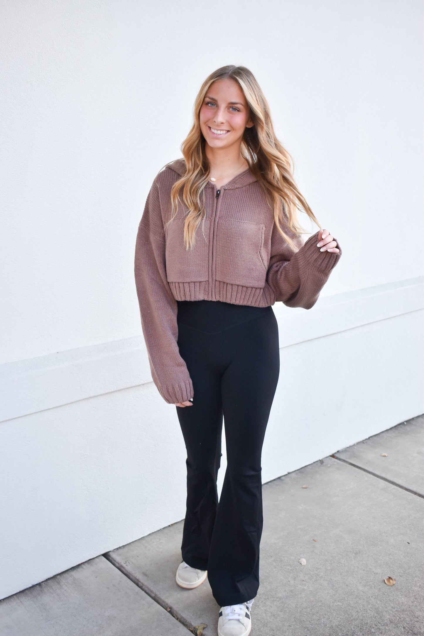 Knit Zip Up Hoodie Sweater