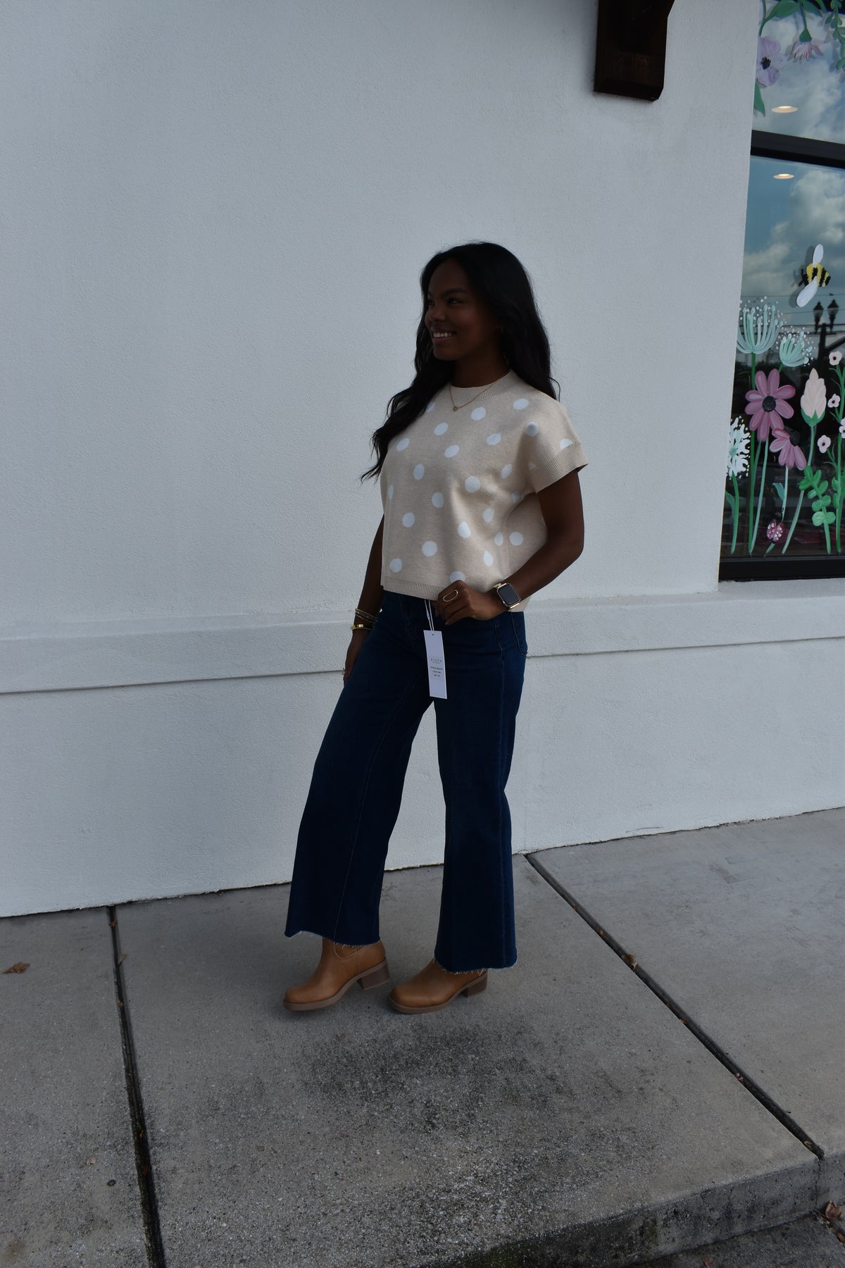 Polka Dot Knit Sleeveless Top