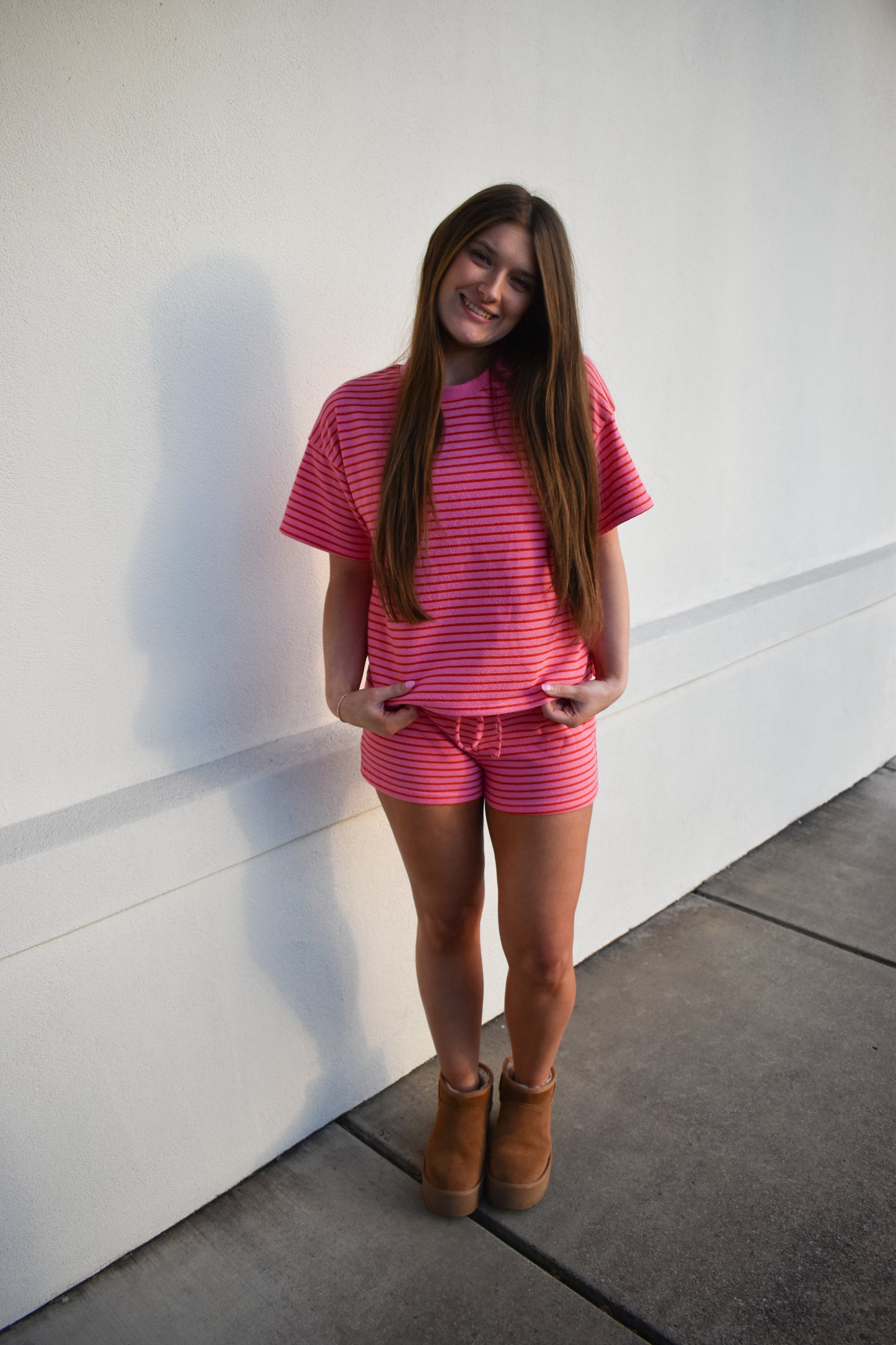 Candy Pink/Red Stripe Terry Set