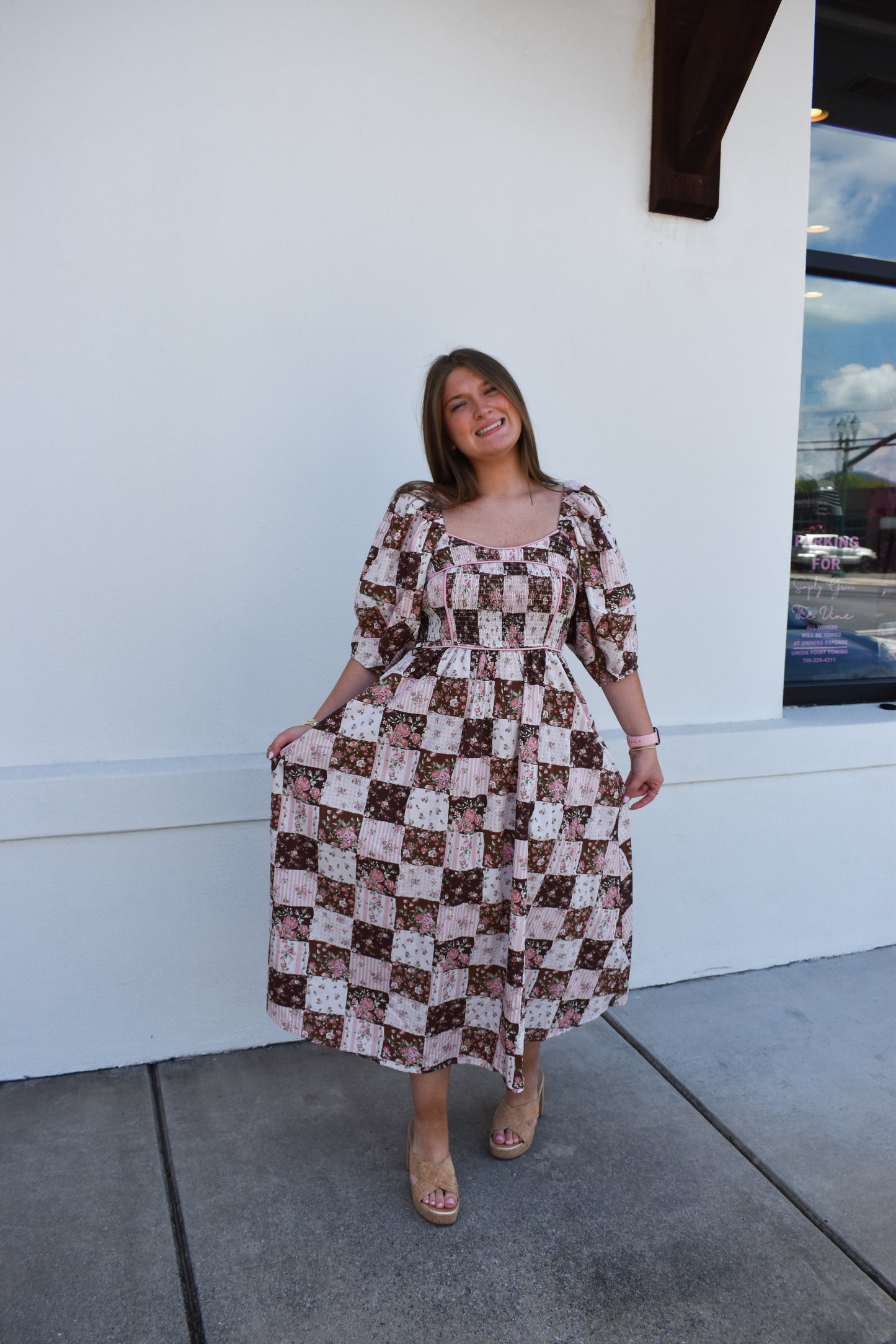 Jessie Floral Maxi Dress W/ Puffy Sleeves