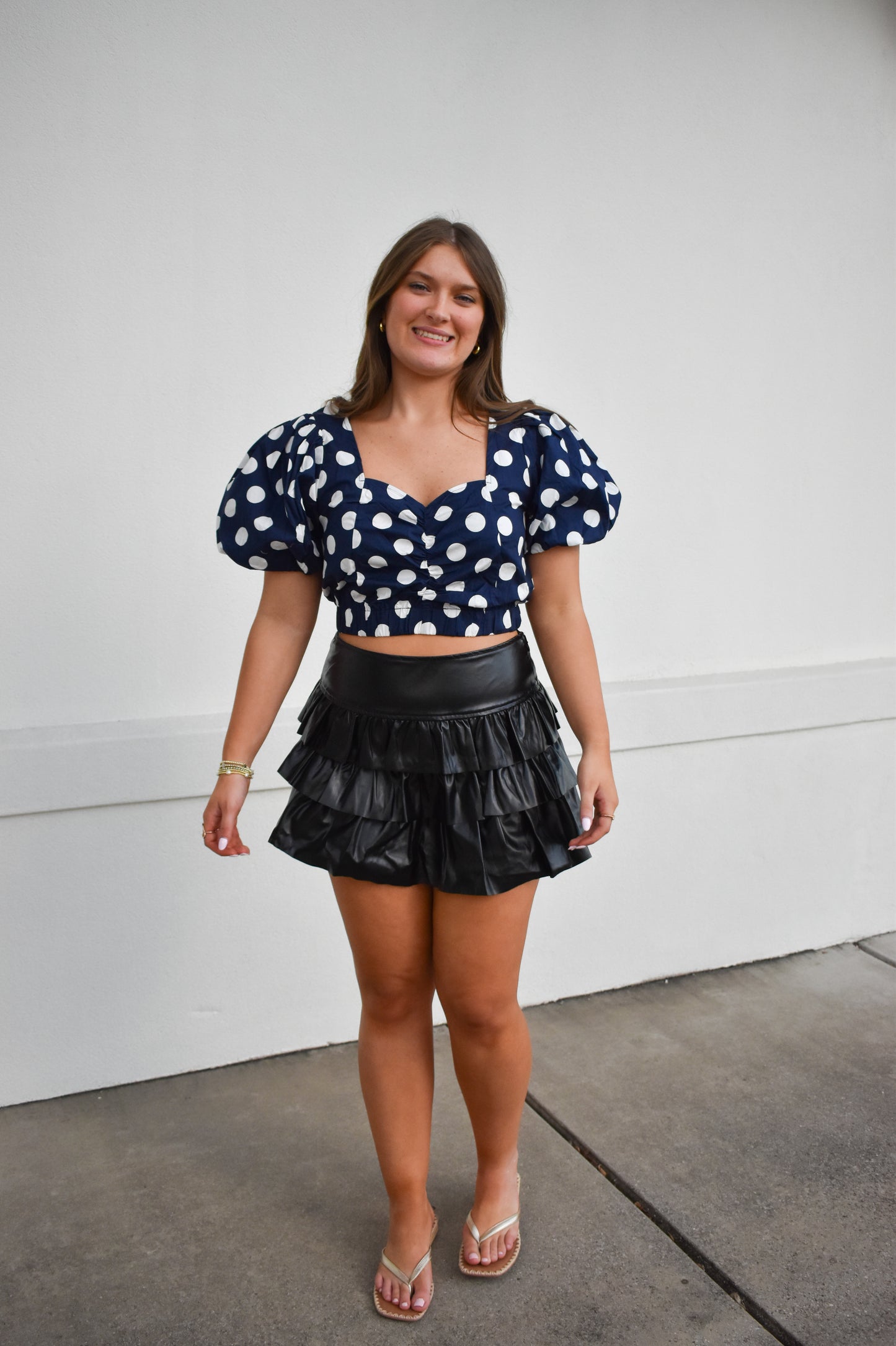 Cropped Polka Dot Bubble Top