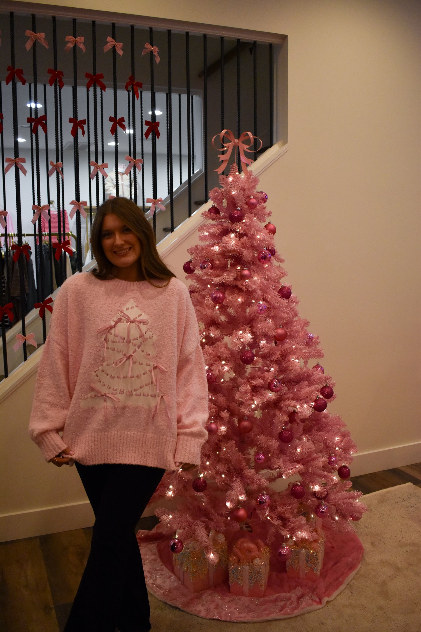 Christmas Tree W/ Satin Bow Sweater