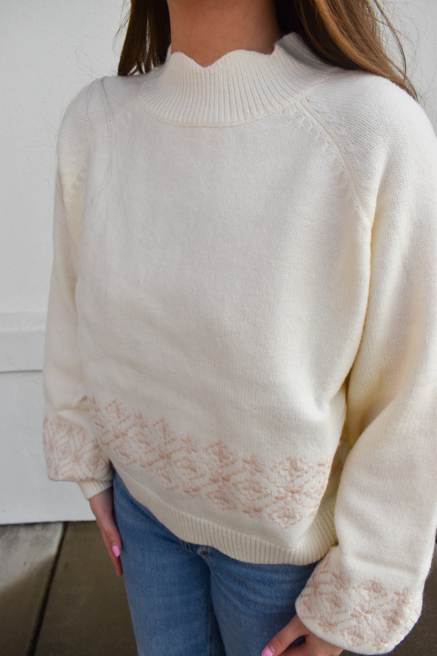 Charlotte Ivory Scallop Sweater