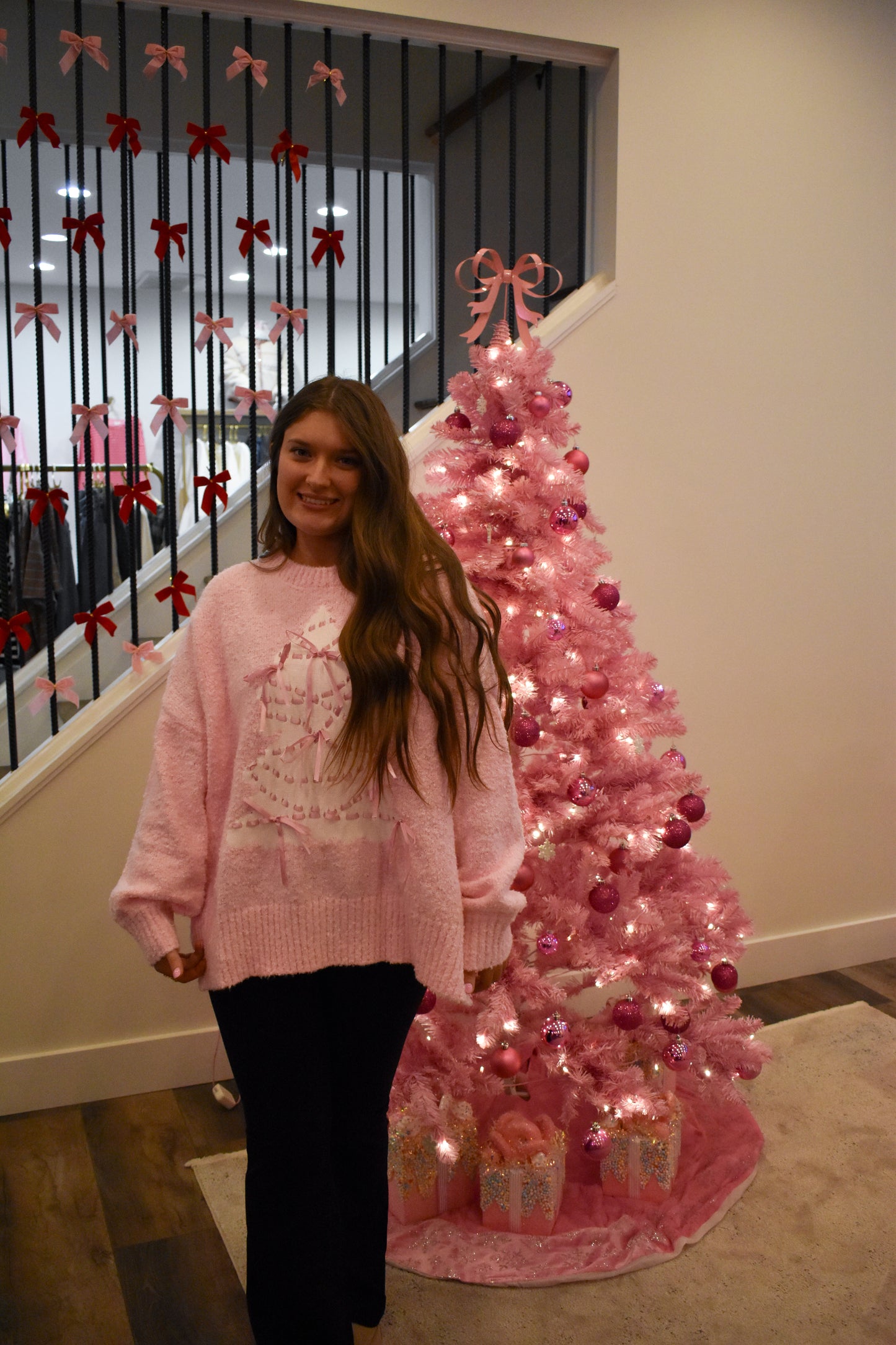 Christmas Tree W/ Satin Bow Sweater