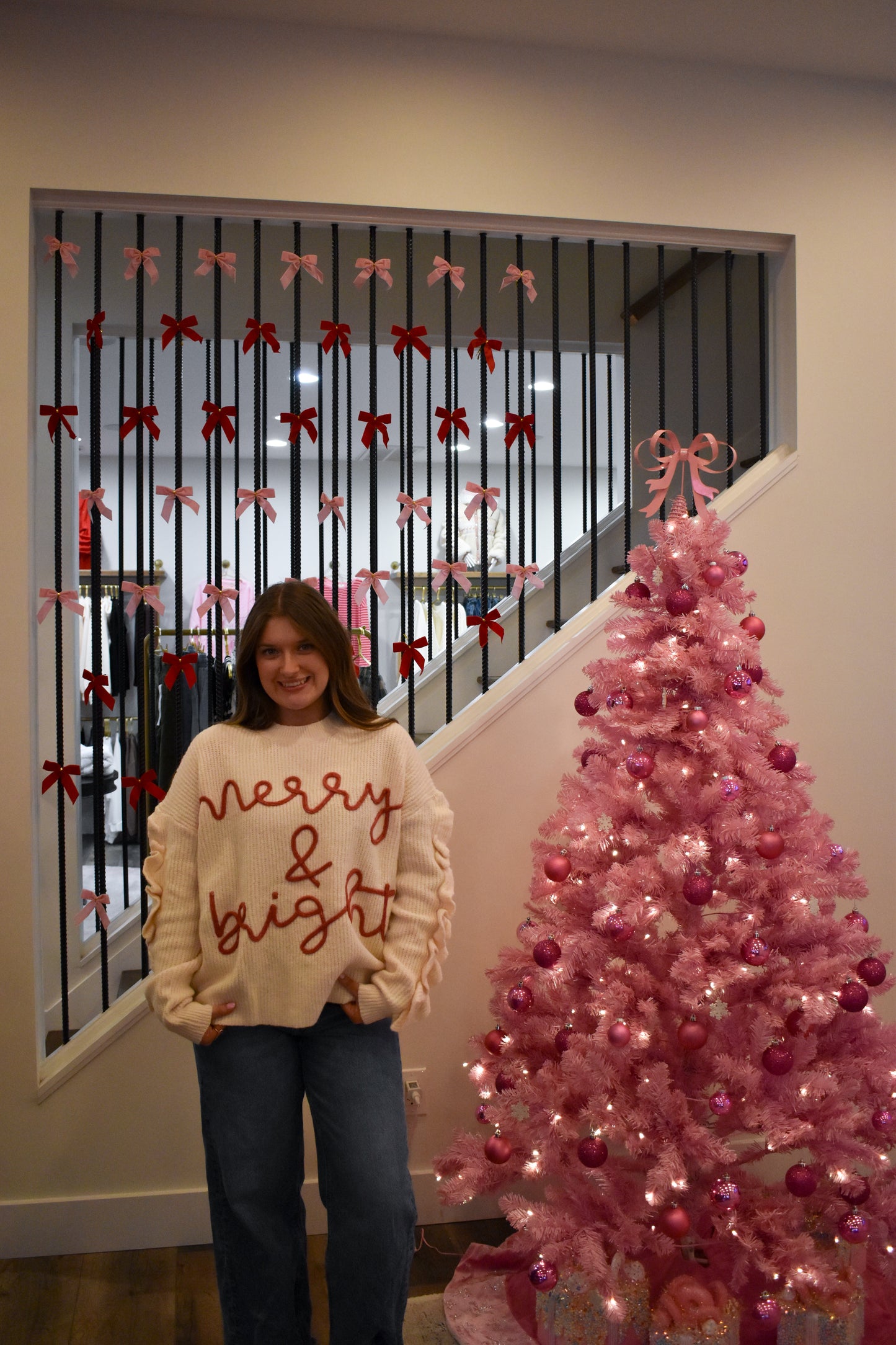 Merry & Bright Cord Letter Ruffle Top