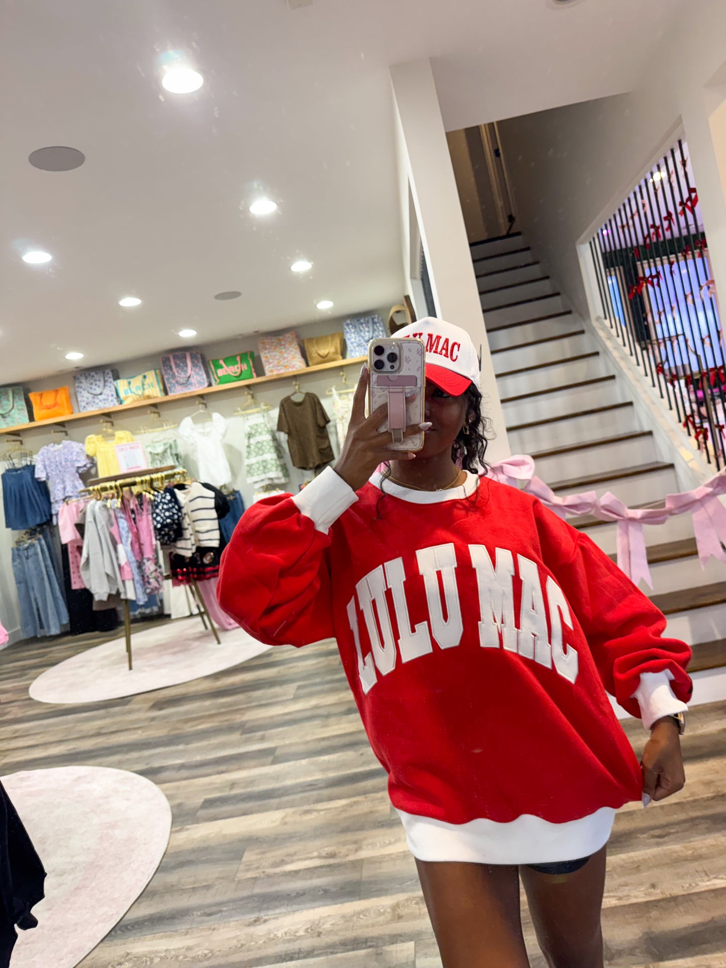 Lulu Mac Color Block Sweatshirt: Red/White