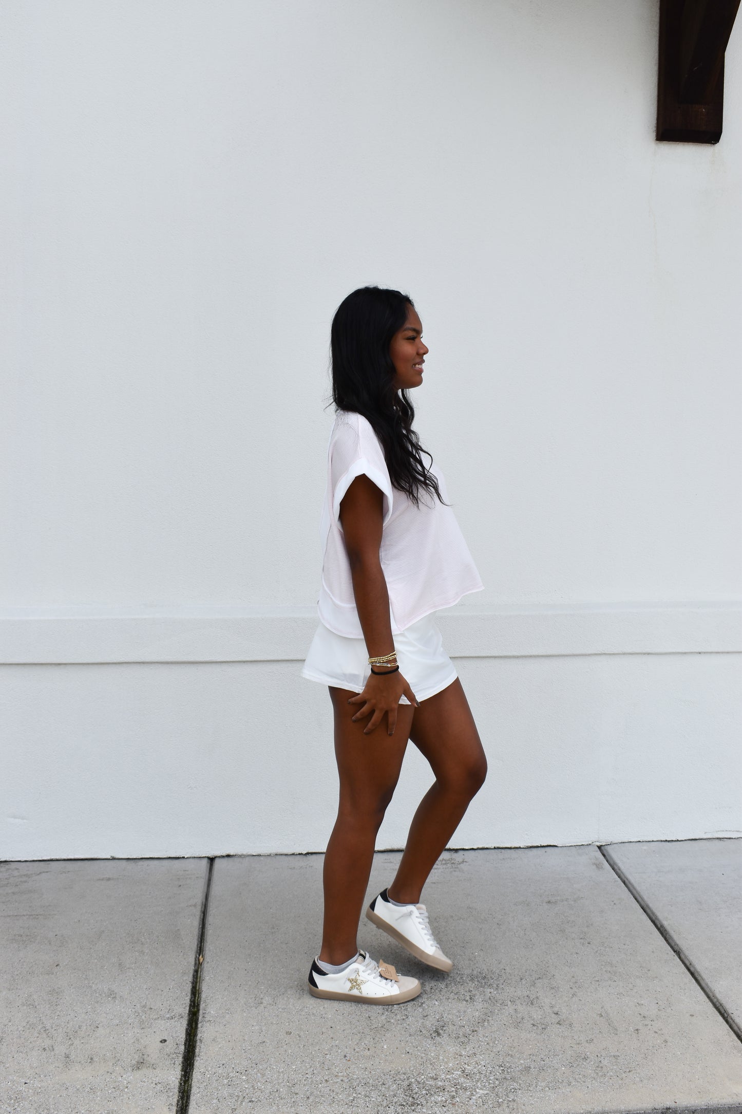 Lightweight Skort with Elastic Waistband: White