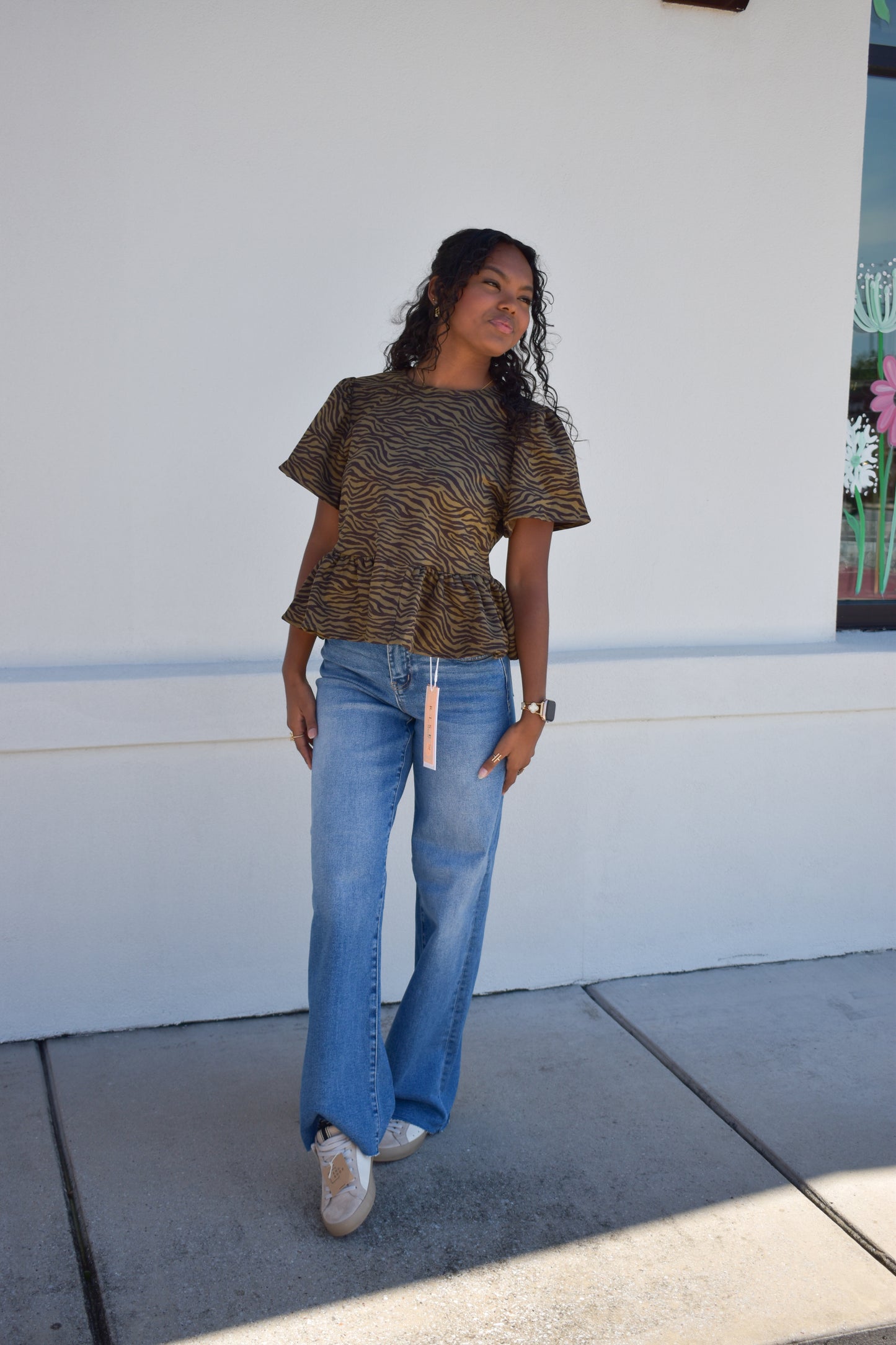 Zebra Social Peplum Top