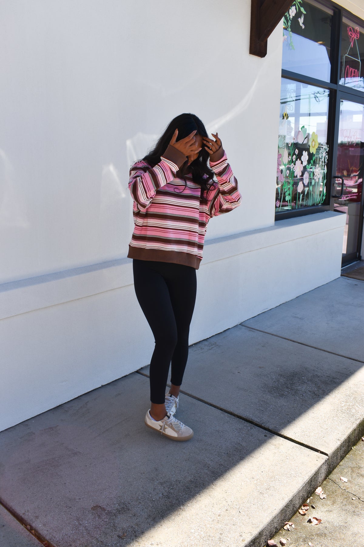 Striped Mockneck: Pink/Brown