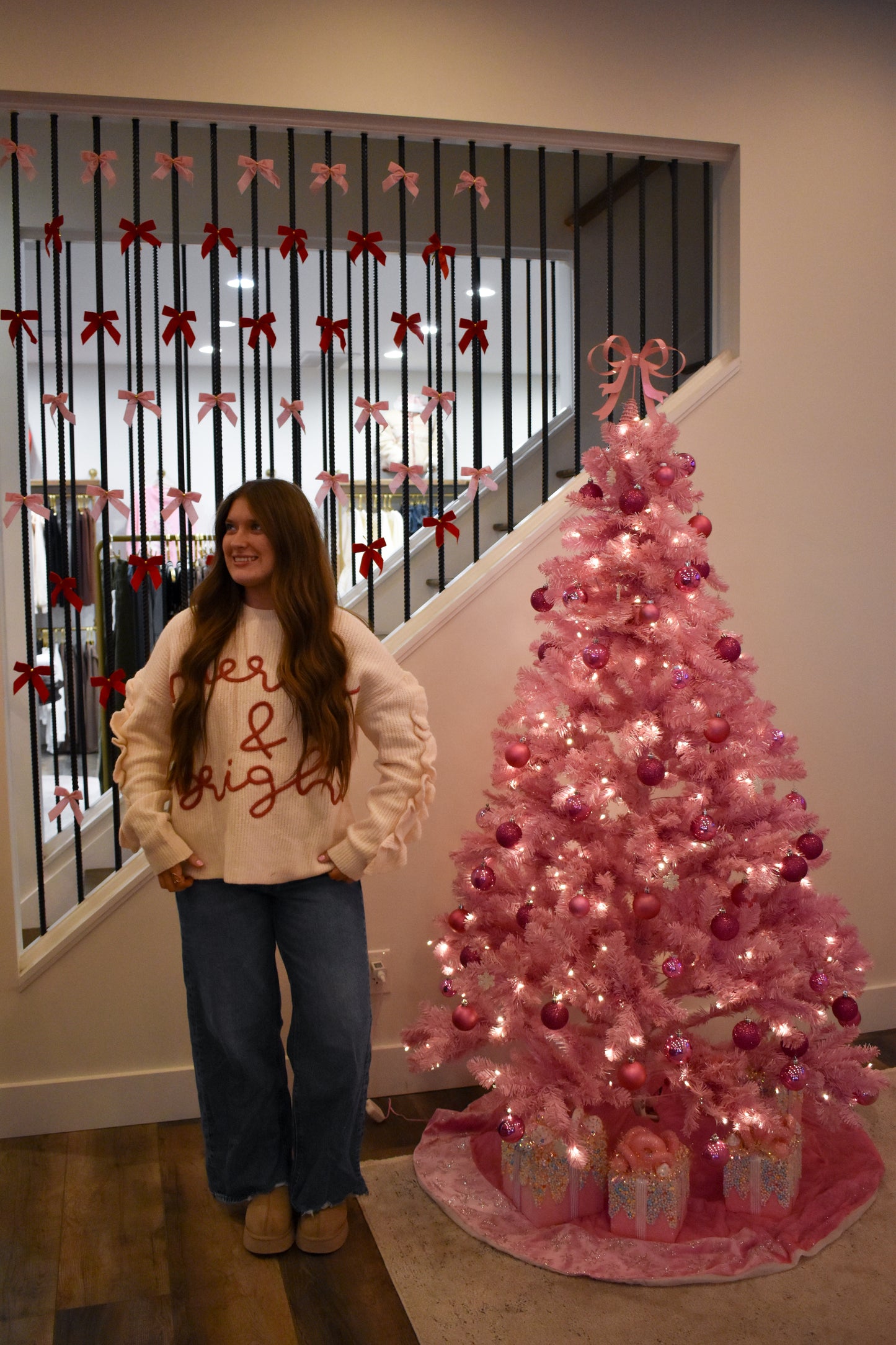 Merry & Bright Cord Letter Ruffle Top