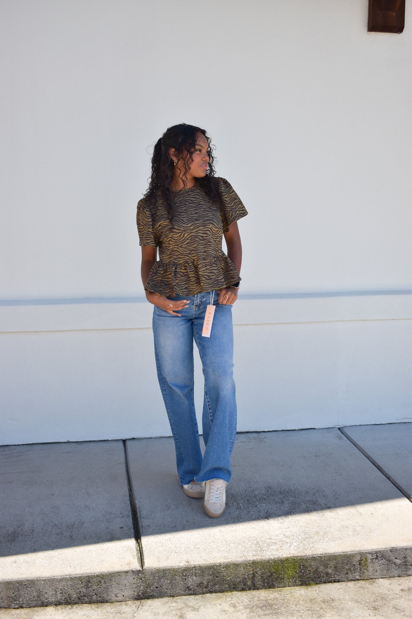 Zebra Social Peplum Top