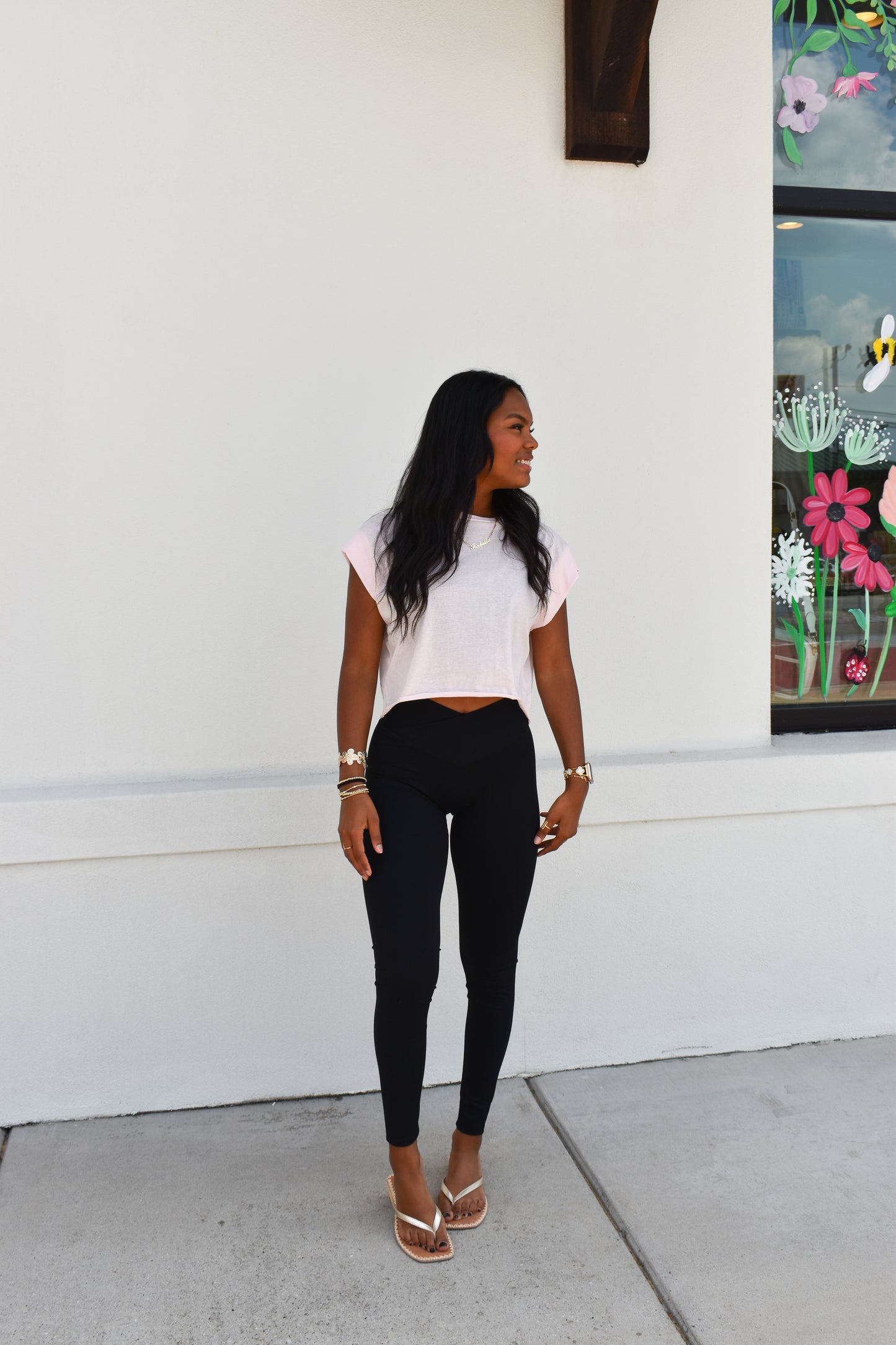 Cutout Back Layering Tee: Pink