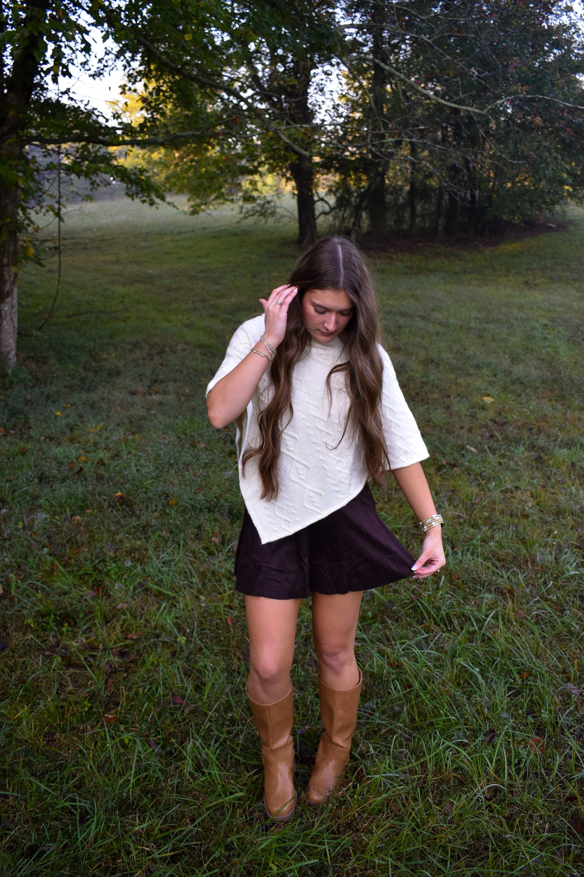 High-Waist Paneled Flare Mini Skirt