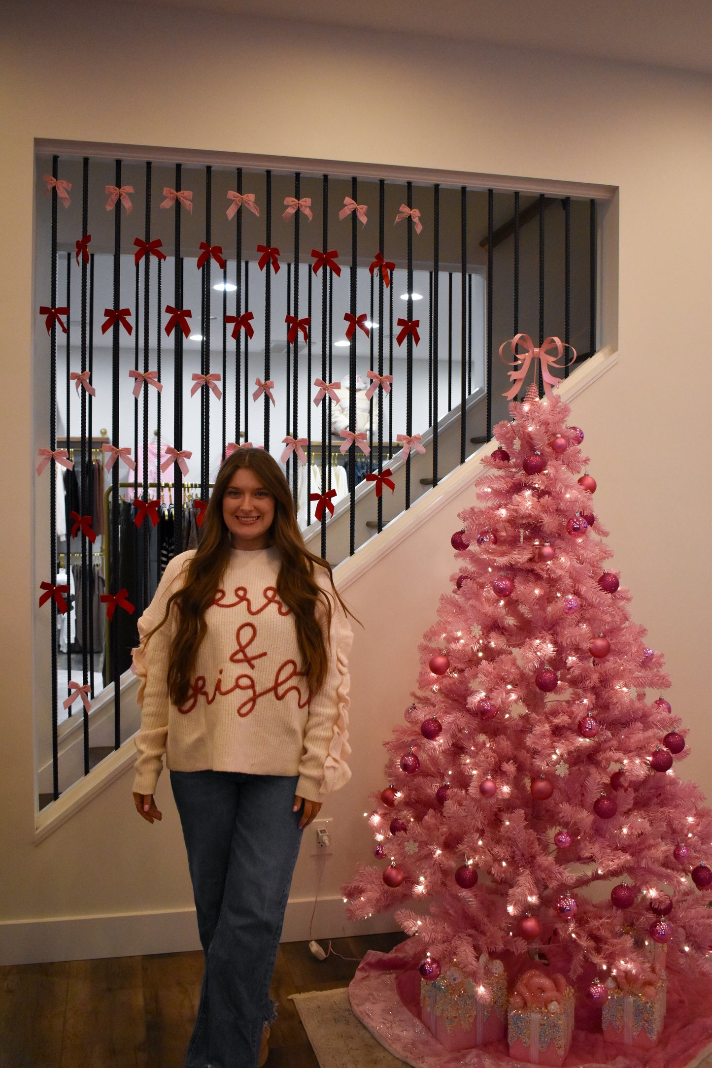 Merry & Bright Cord Letter Ruffle Top