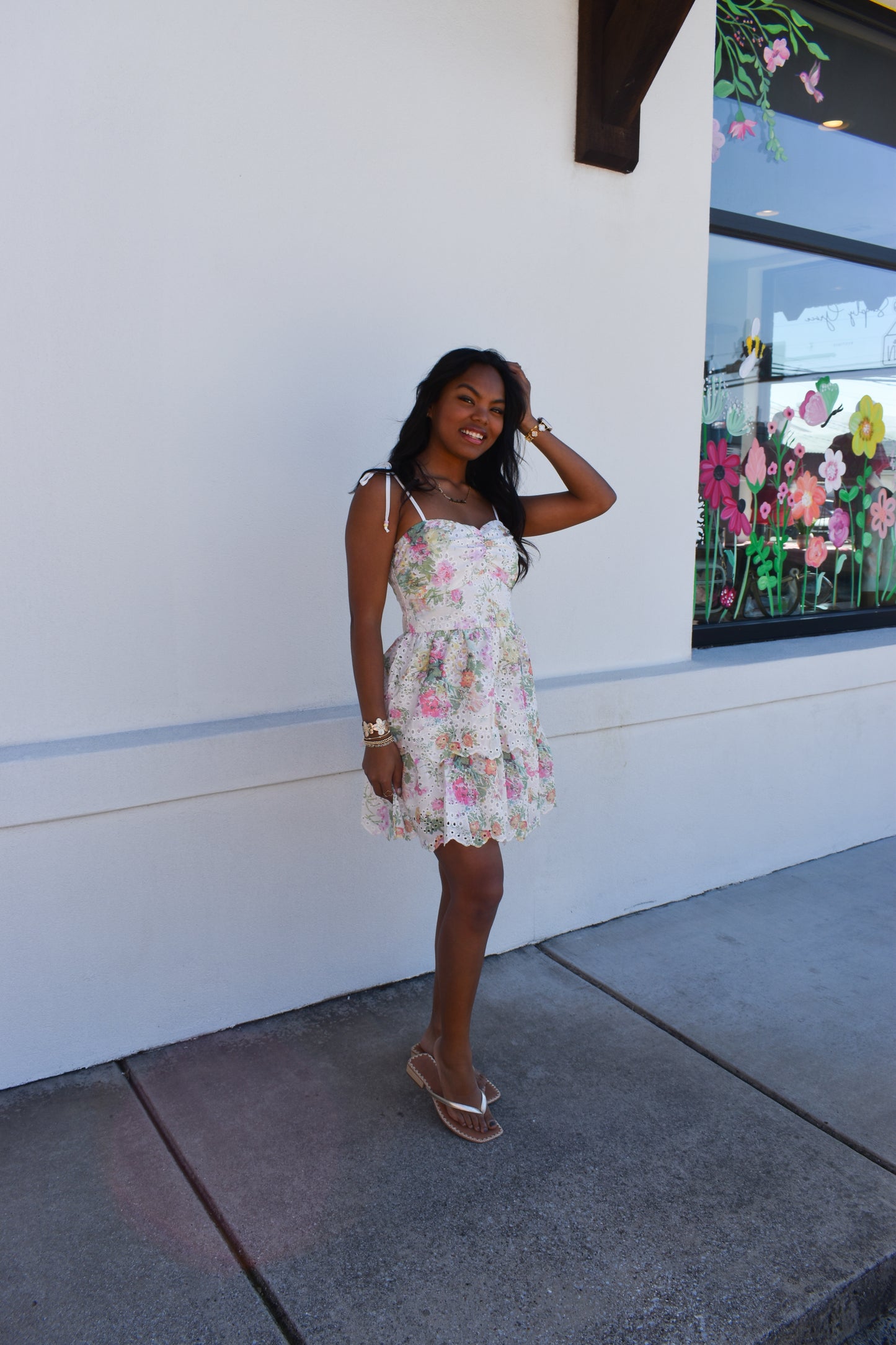 Elin Eyelet Tiered Mini Dress