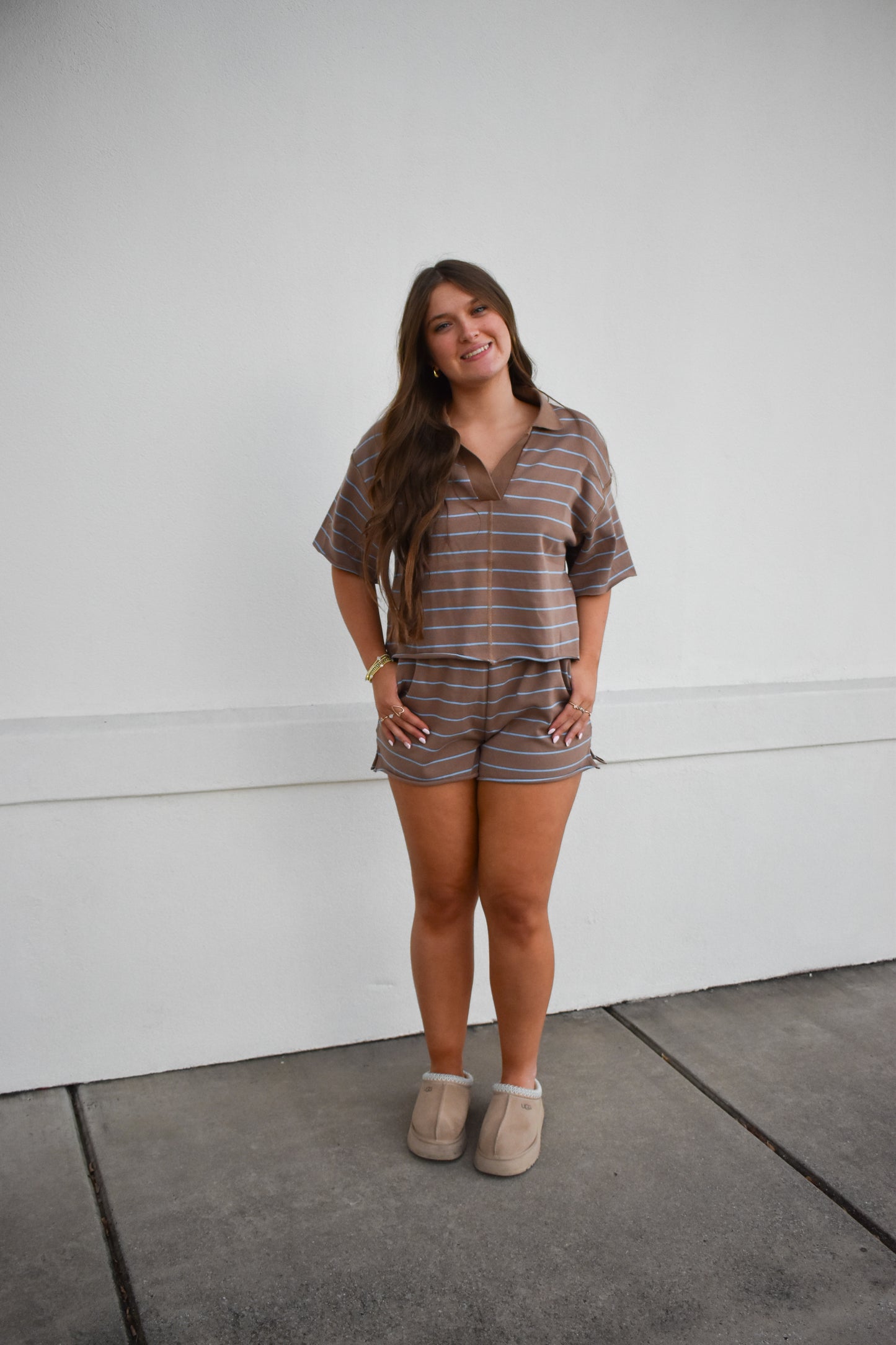 Striped Knit Shorts & Top Set
