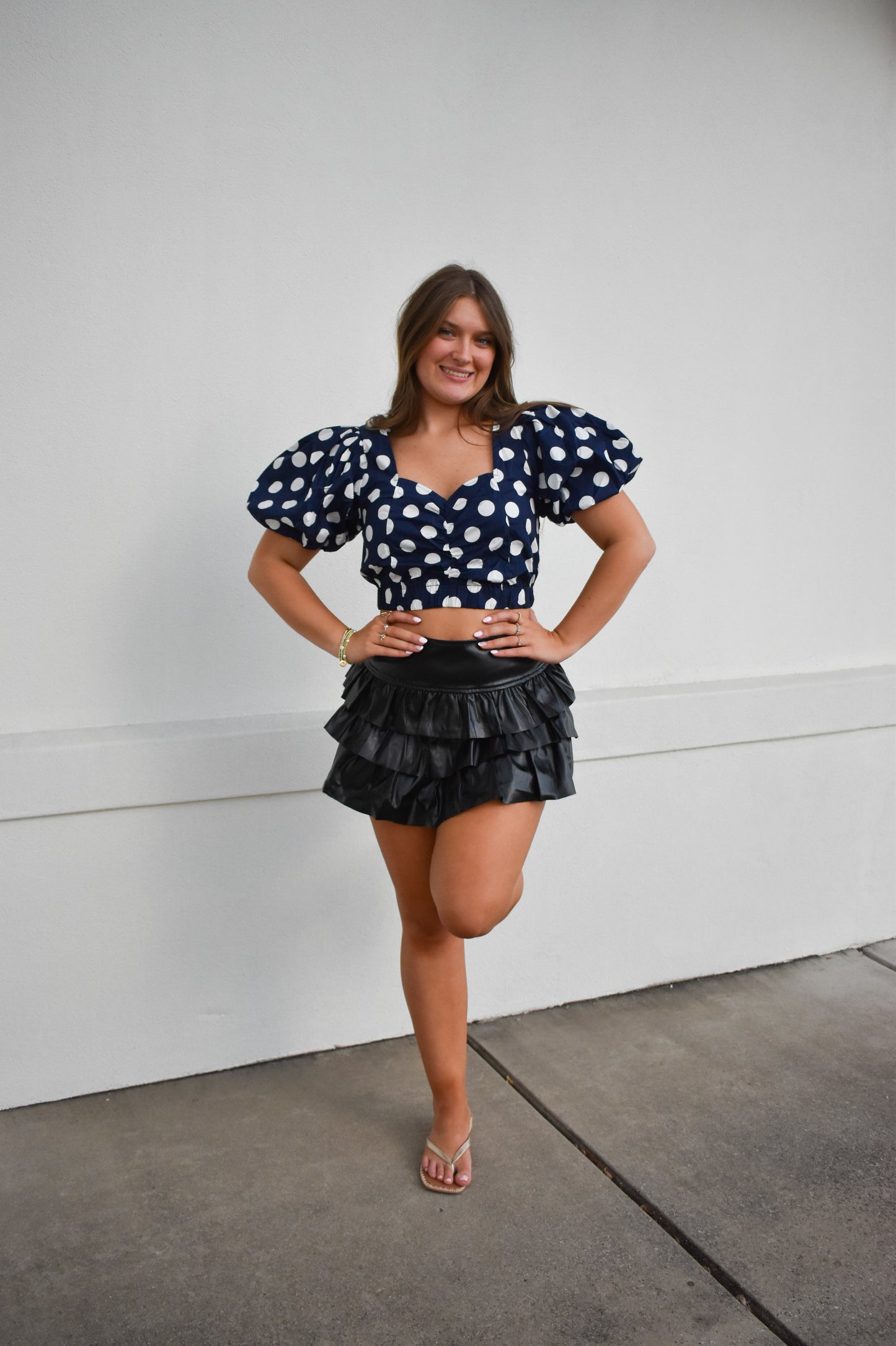 Cropped Polka Dot Bubble Top