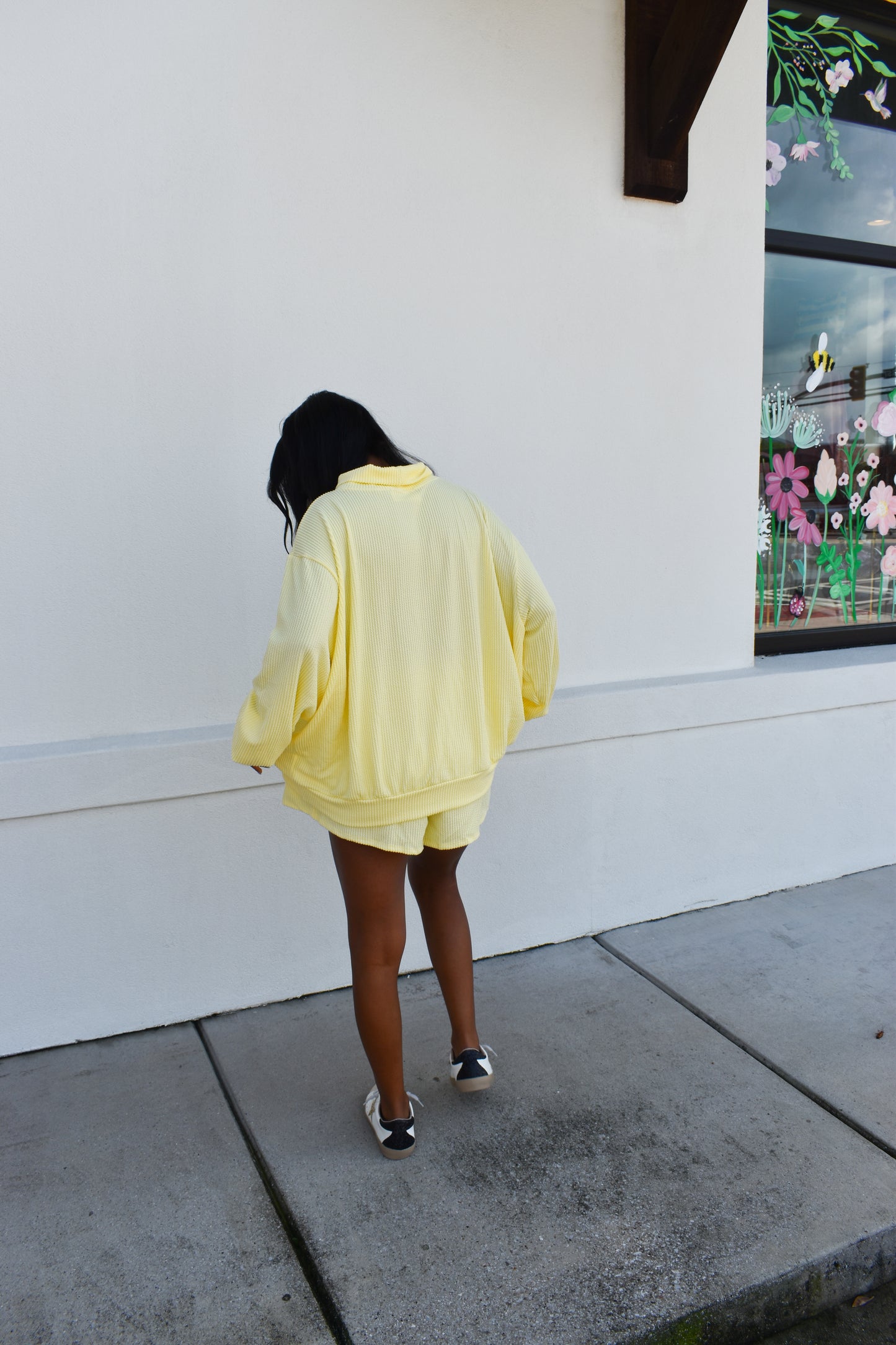 Yellow Waffle Knit Mockneck
