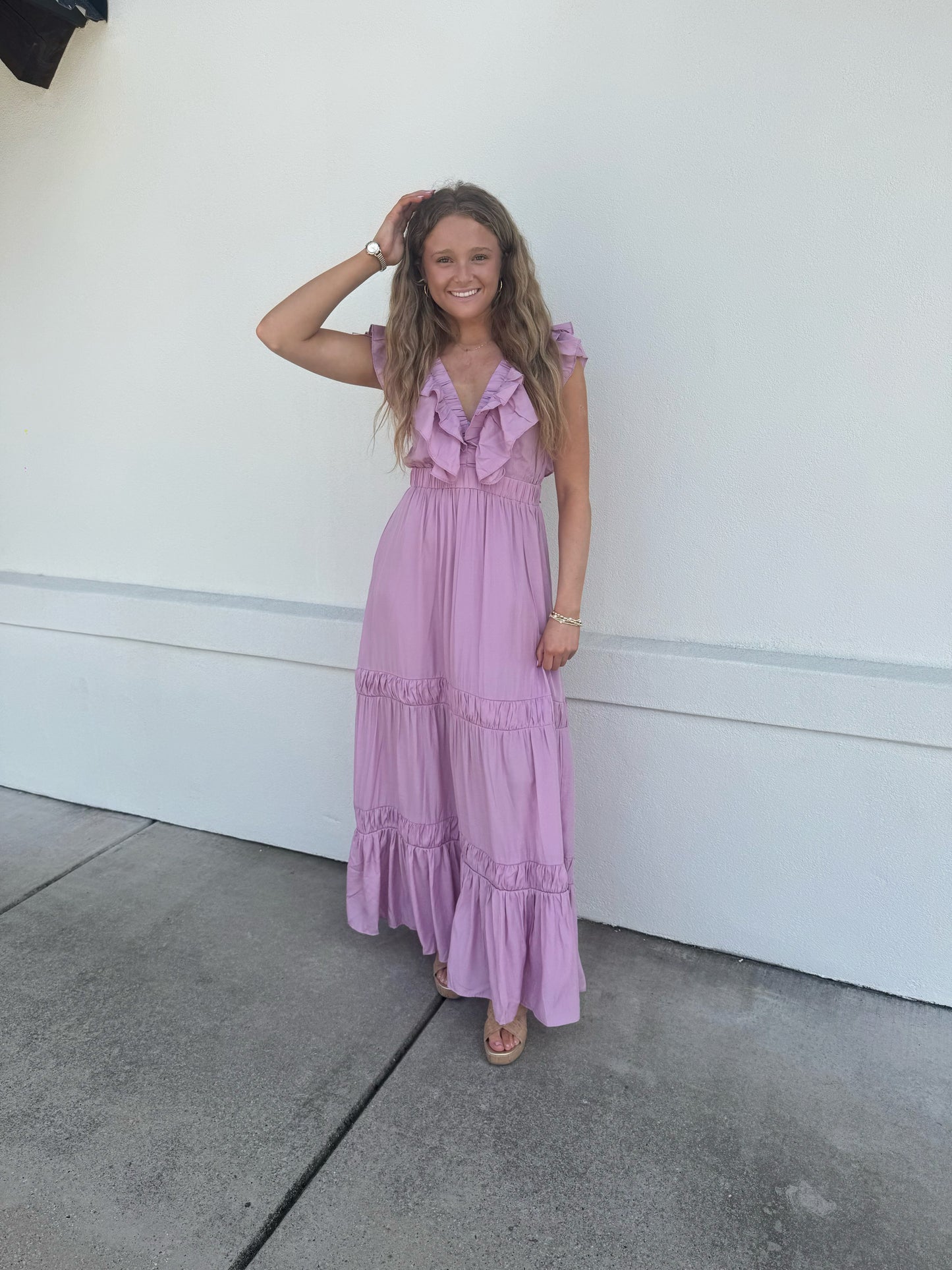Lilac Ruffle Tiered Dress