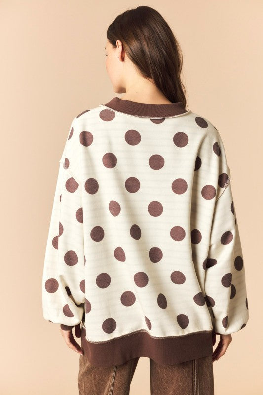 Reversible Polka Dot & Stripe Mockneck