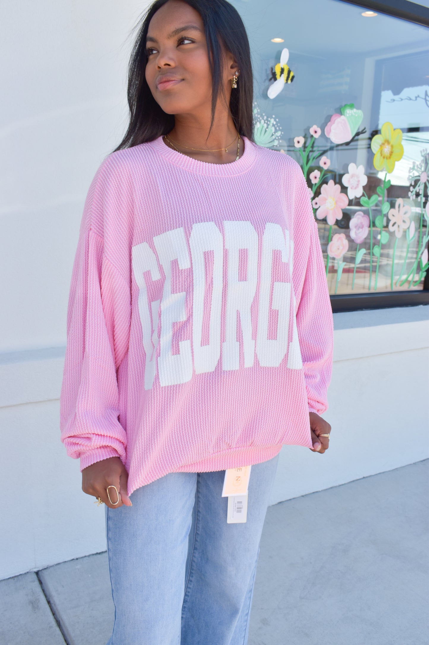 Pink Ribbed Georgia Sweatshirt