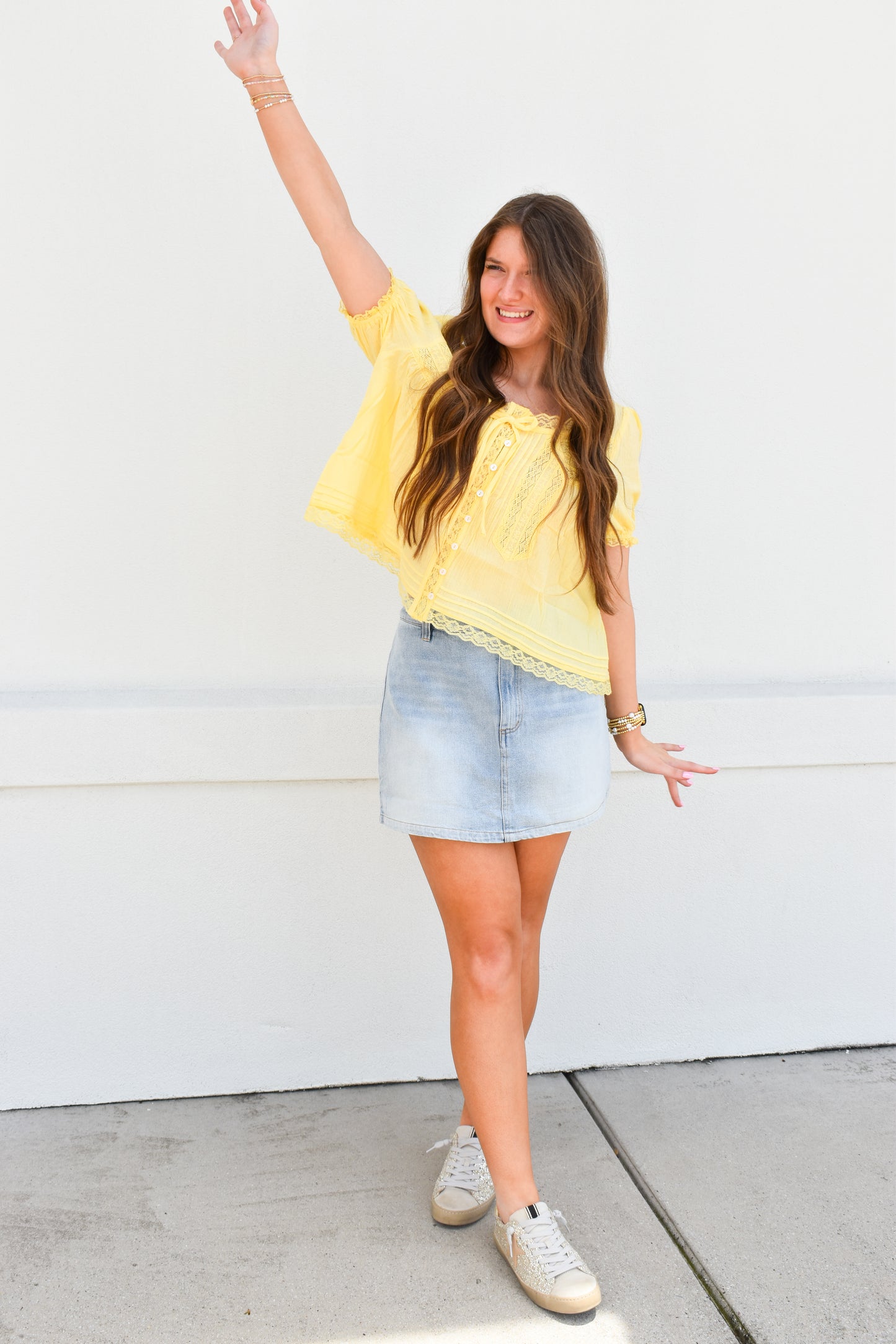 Lace & Lovely Top: Yellow