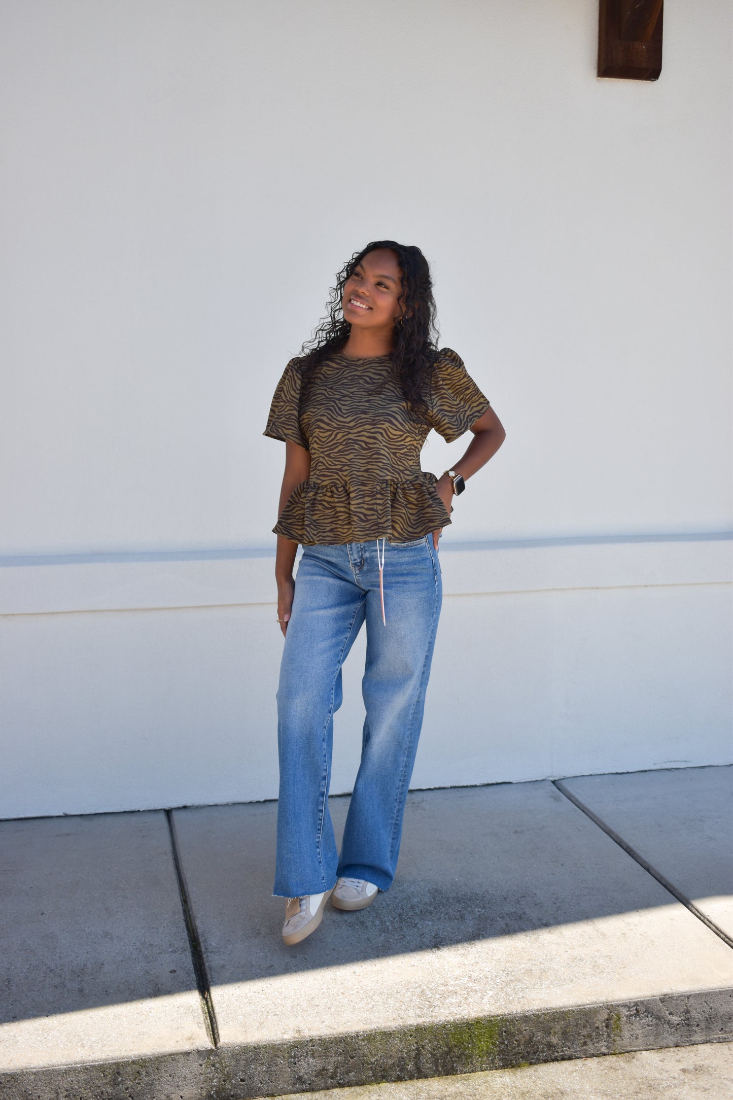 Zebra Social Peplum Top