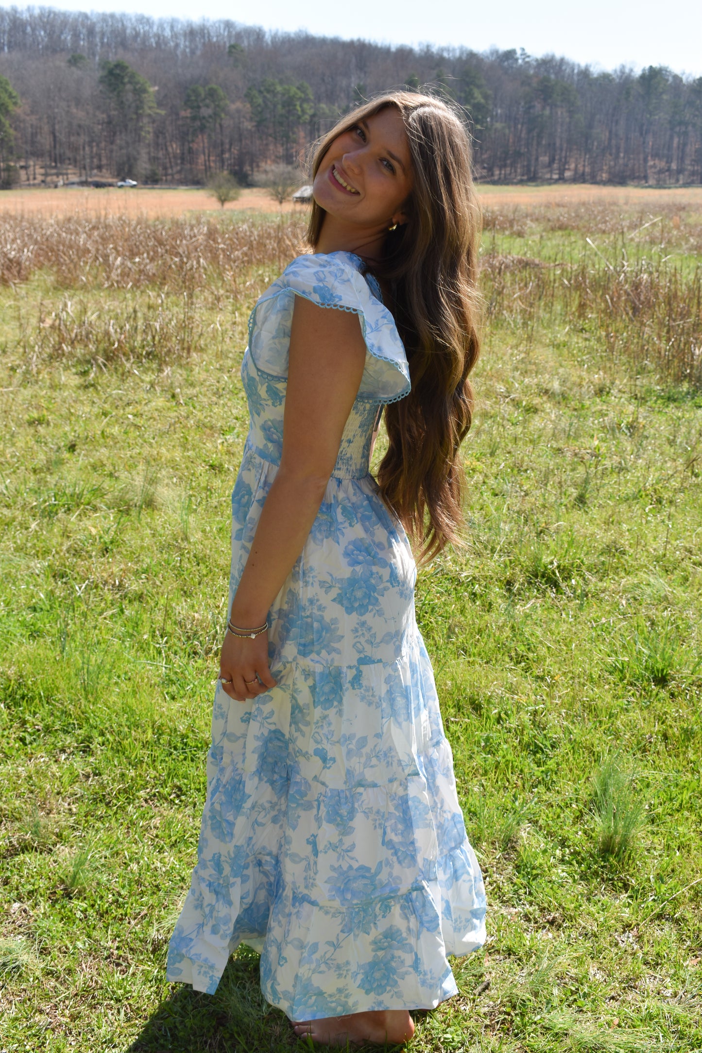 Baby Blue Floral Maxi Dress