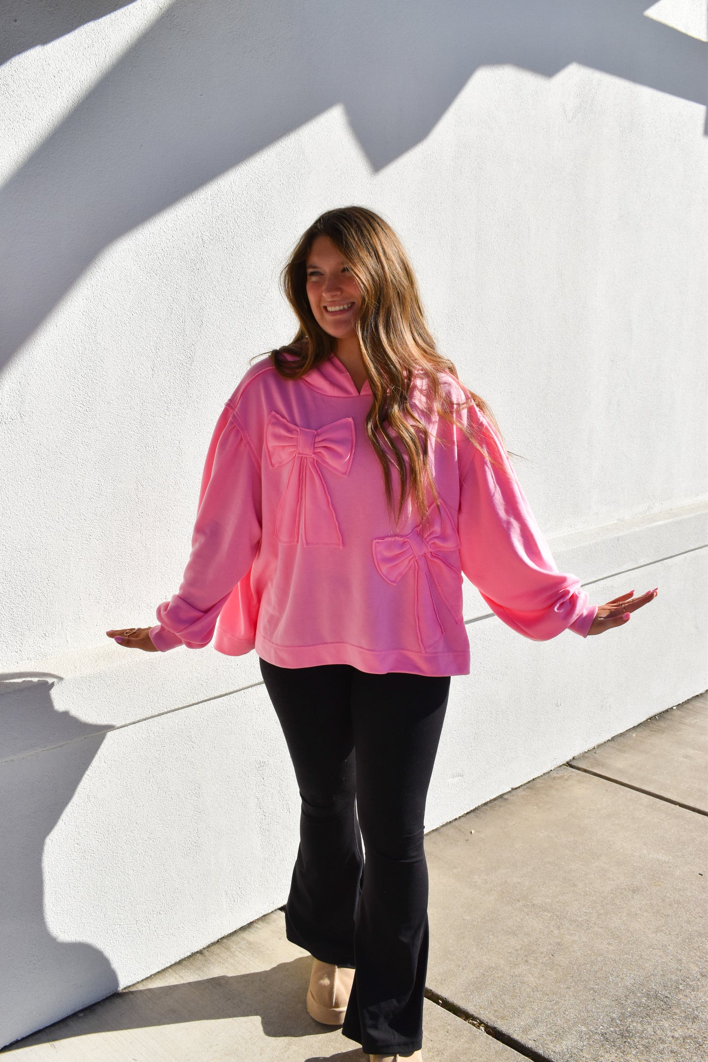 Oversized Hoodie W/ Accented Bows