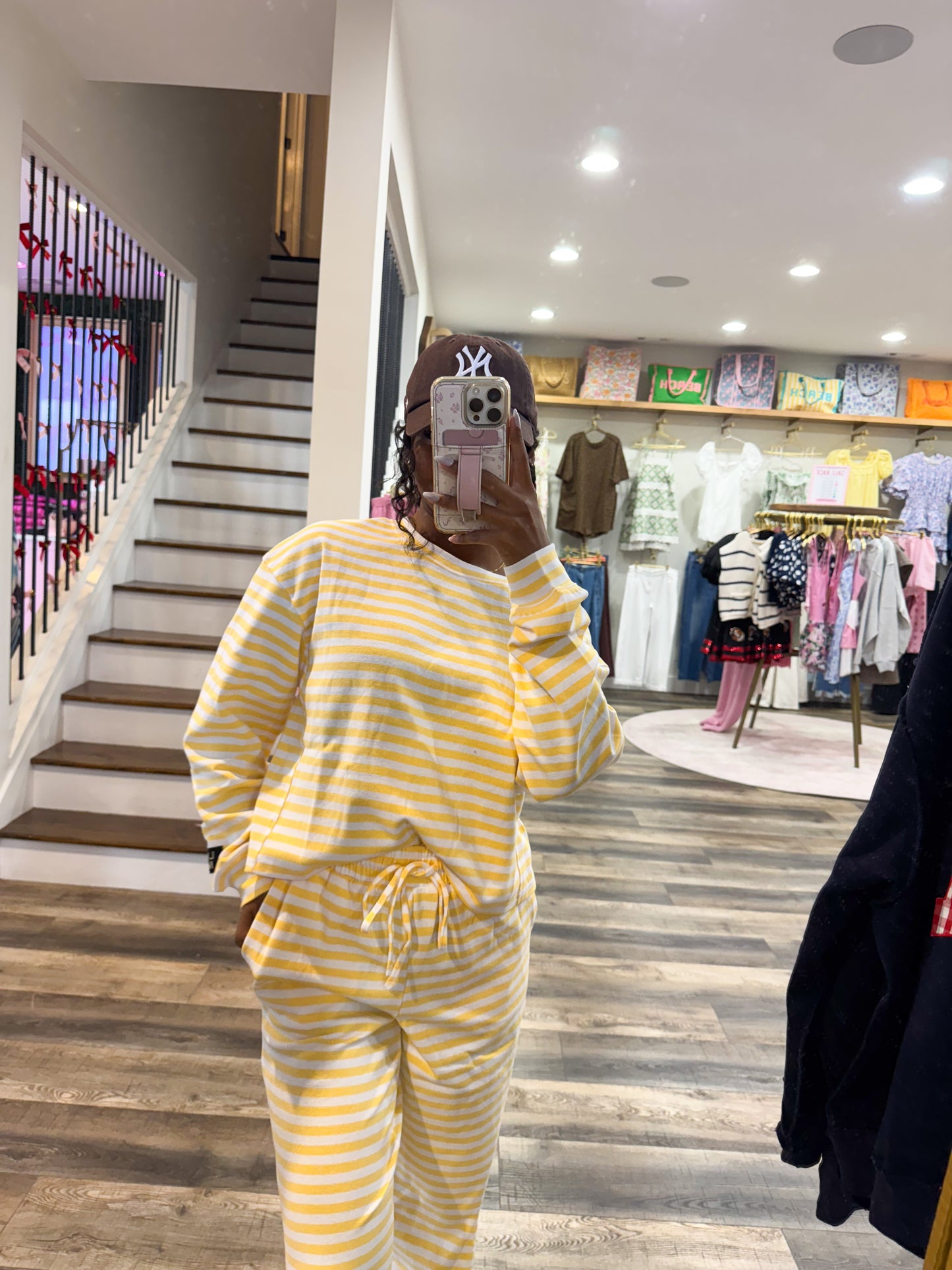 Lulu Mac Stripe Lounge Top: Yellow