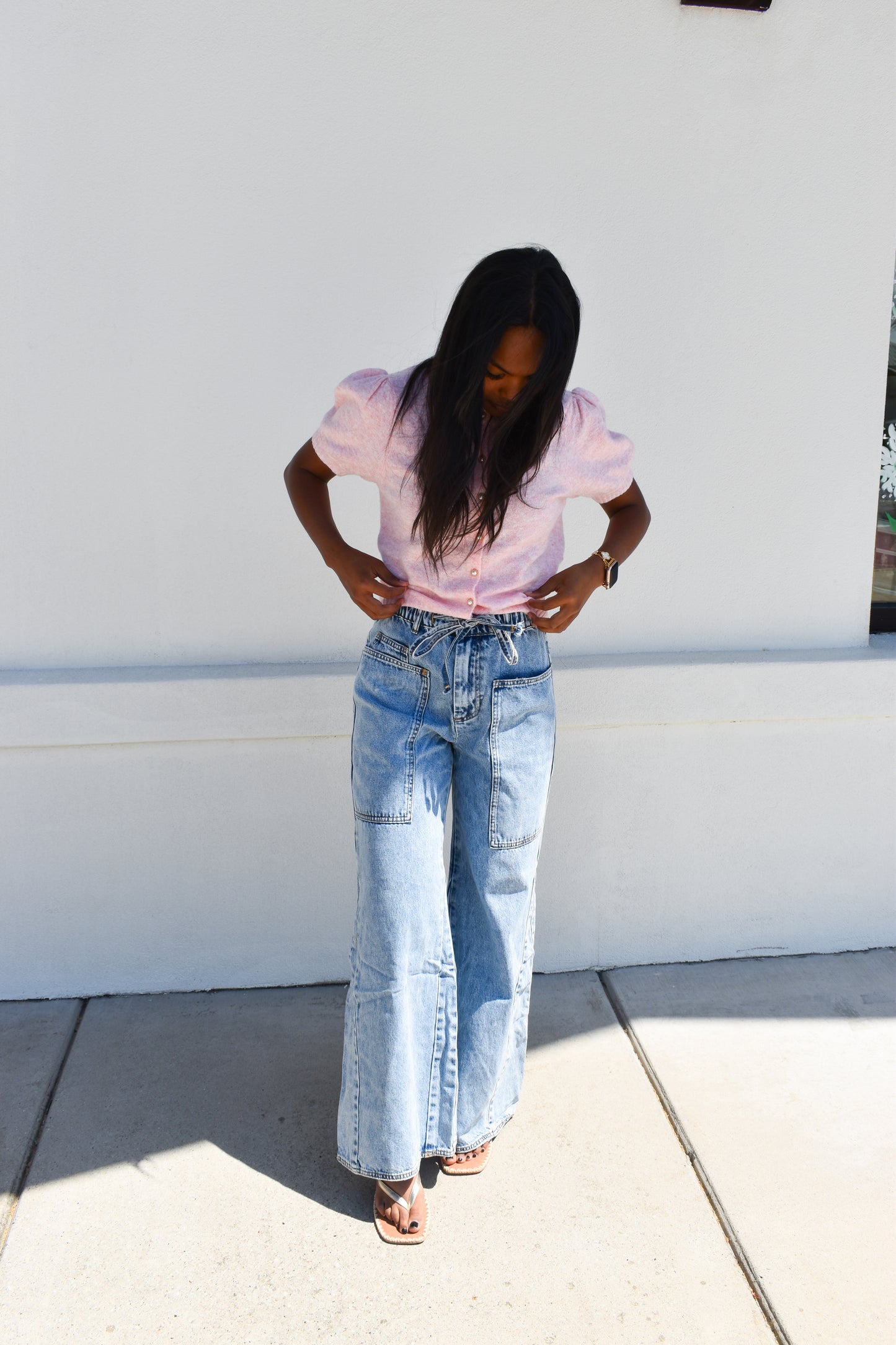 Oversized Wide-Leg Jeans W/ Elastic