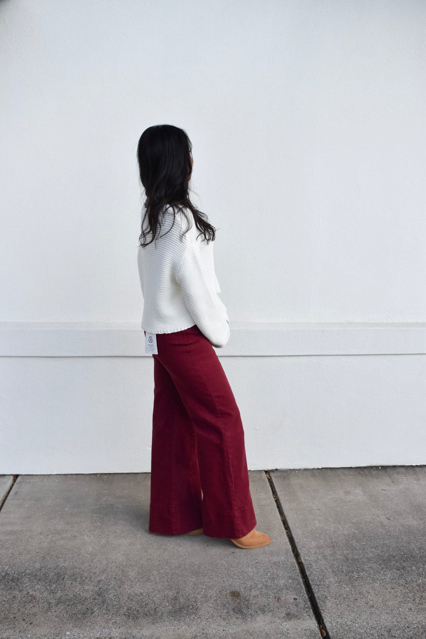 Risen Mid Rise Wide Leg: Wine