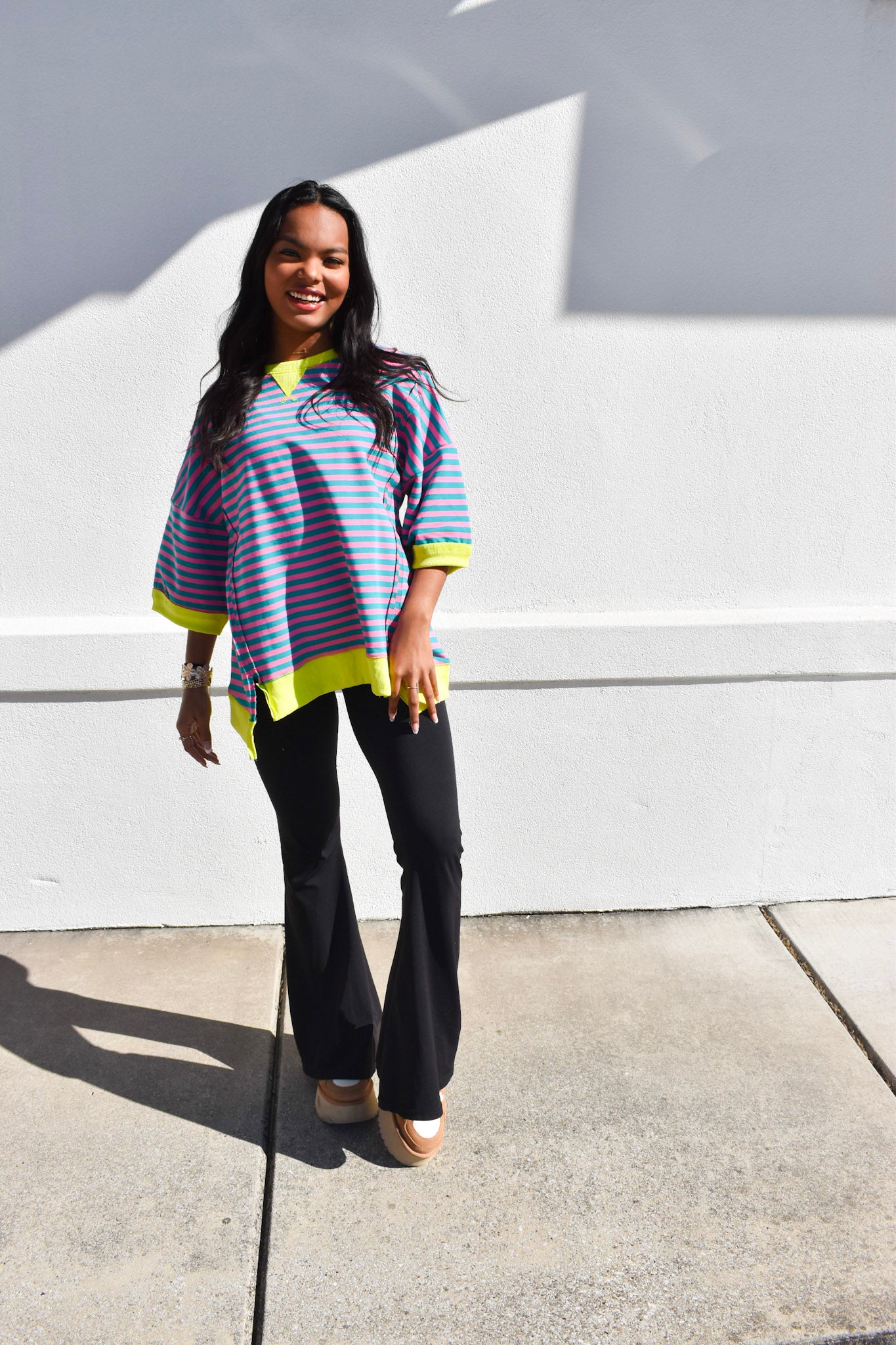 Seafoam/Pink Stripe Tee
