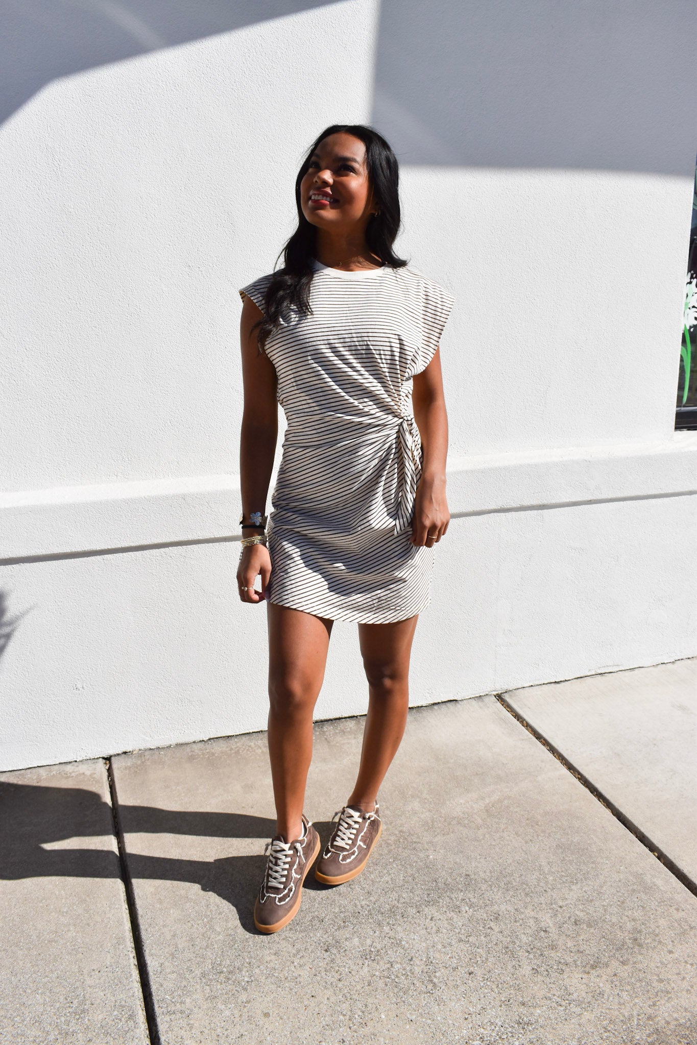 Choco/Cream Sleeveless Mini Dress