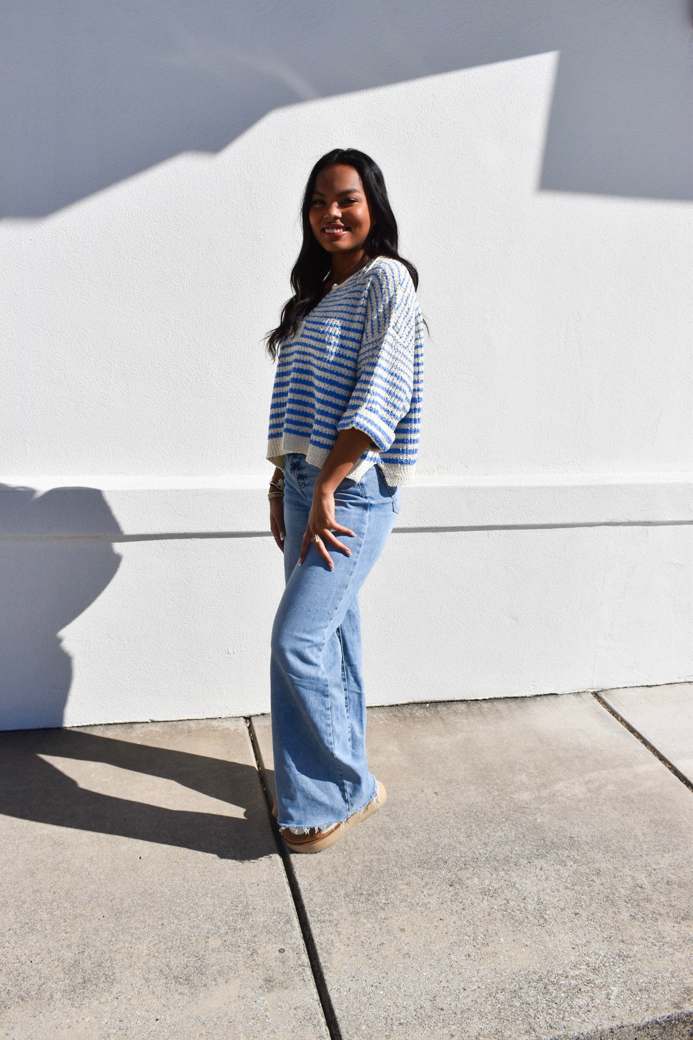 Ecru Stripe Knit Top