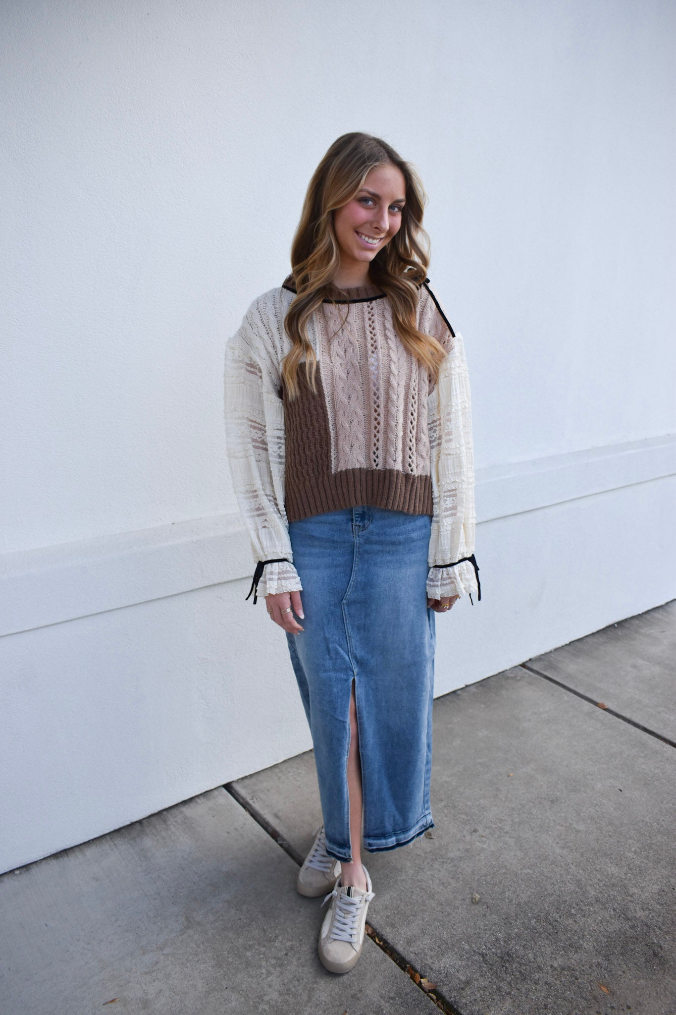 Lace Cable Twofer Sweater