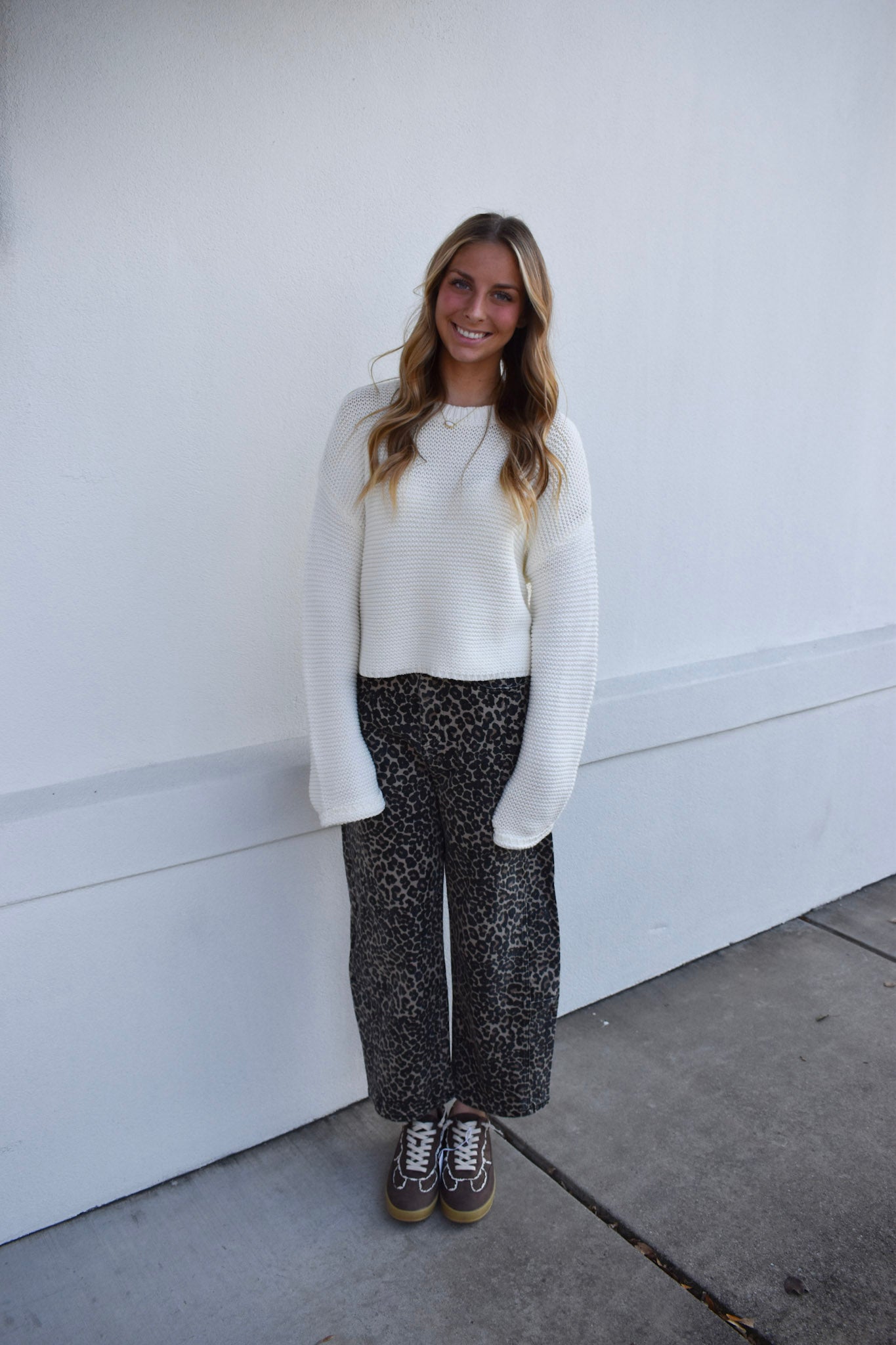 Leopard Print Barrel Pants