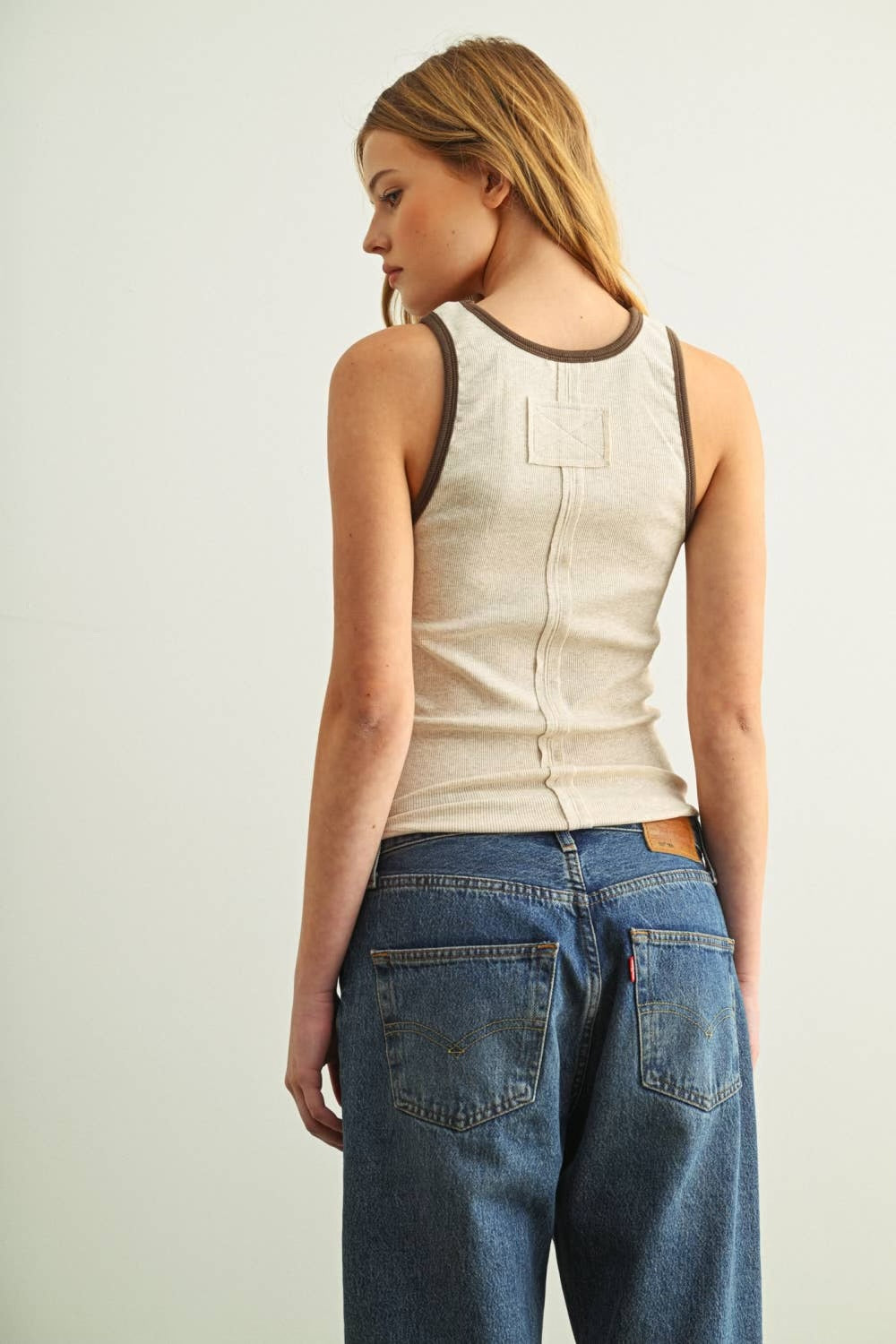 Brown Color Contrast Tank