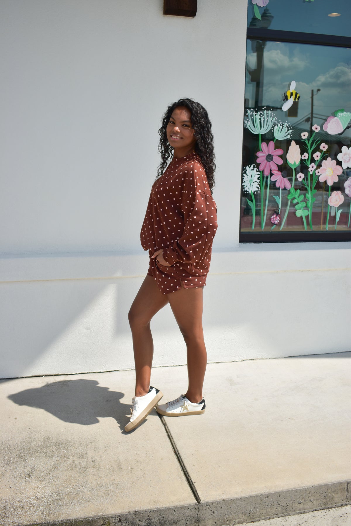 Chocolate Polka Dot Print Lounge Sweatshirt