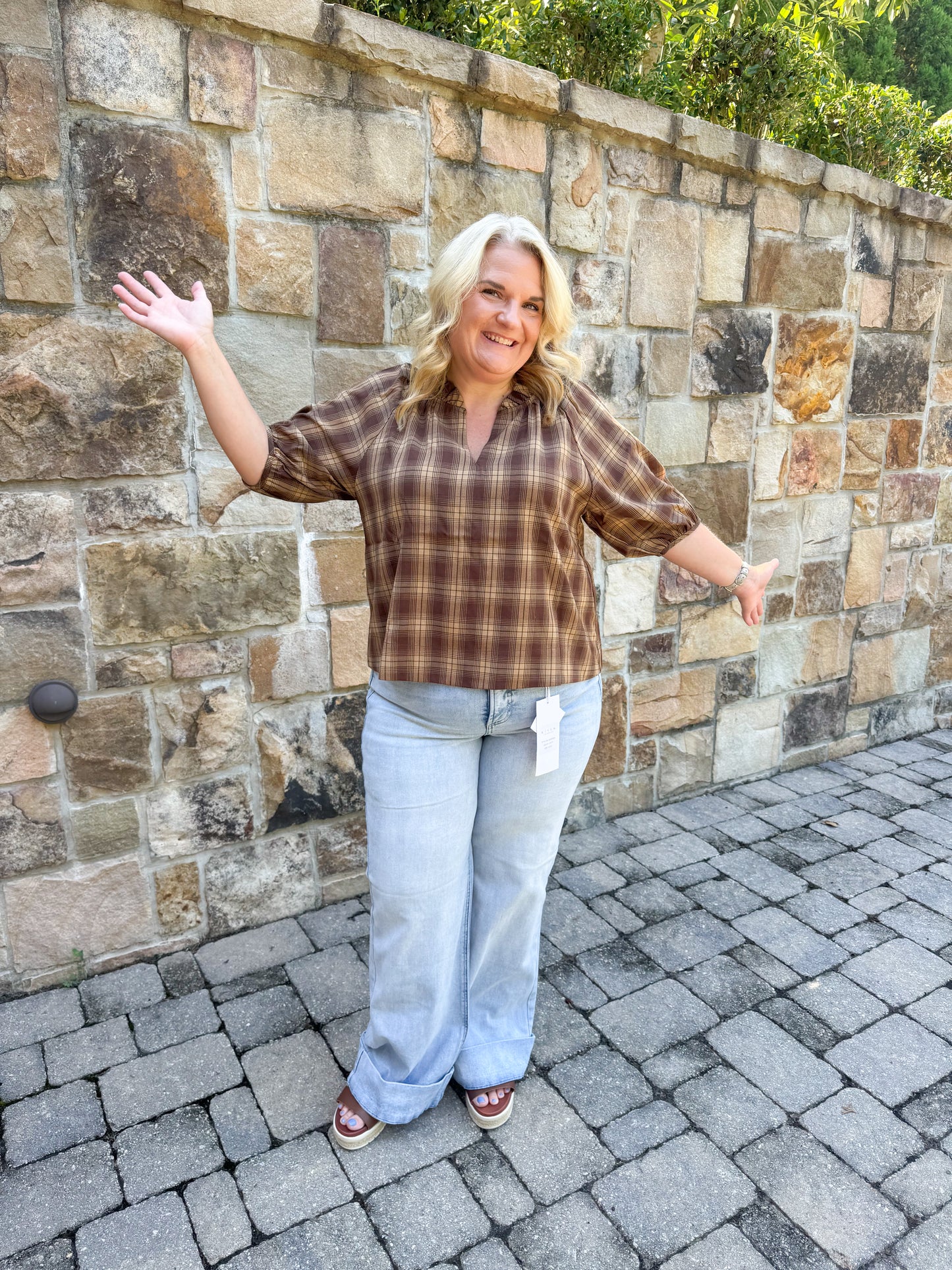 Calla Plaid Puff Sleeve Blouse