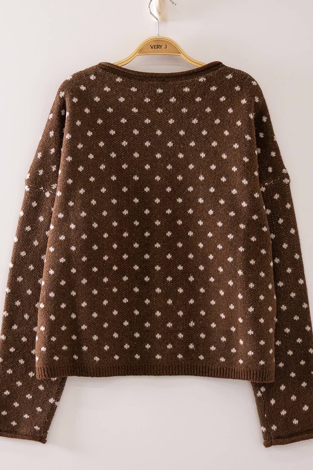 Sweet Dot Knit Cardigan: Brown