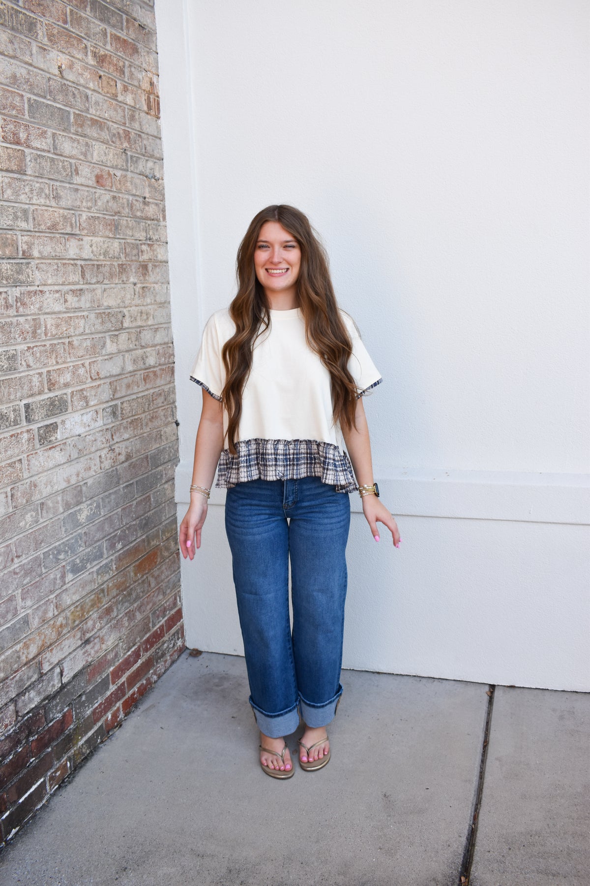 Hadley Plaid Trim Top
