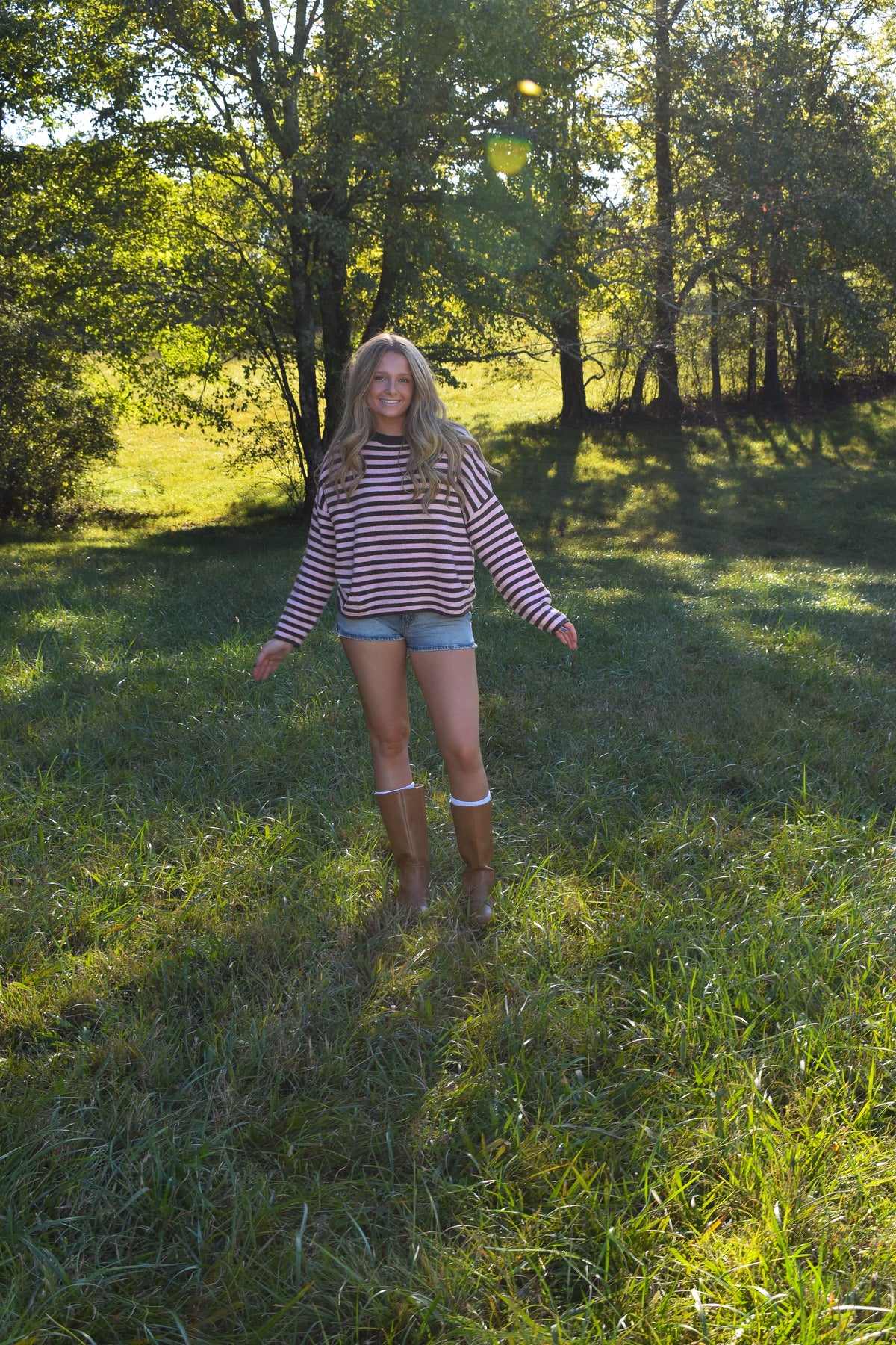Mocha/Pink Stripe Sweater