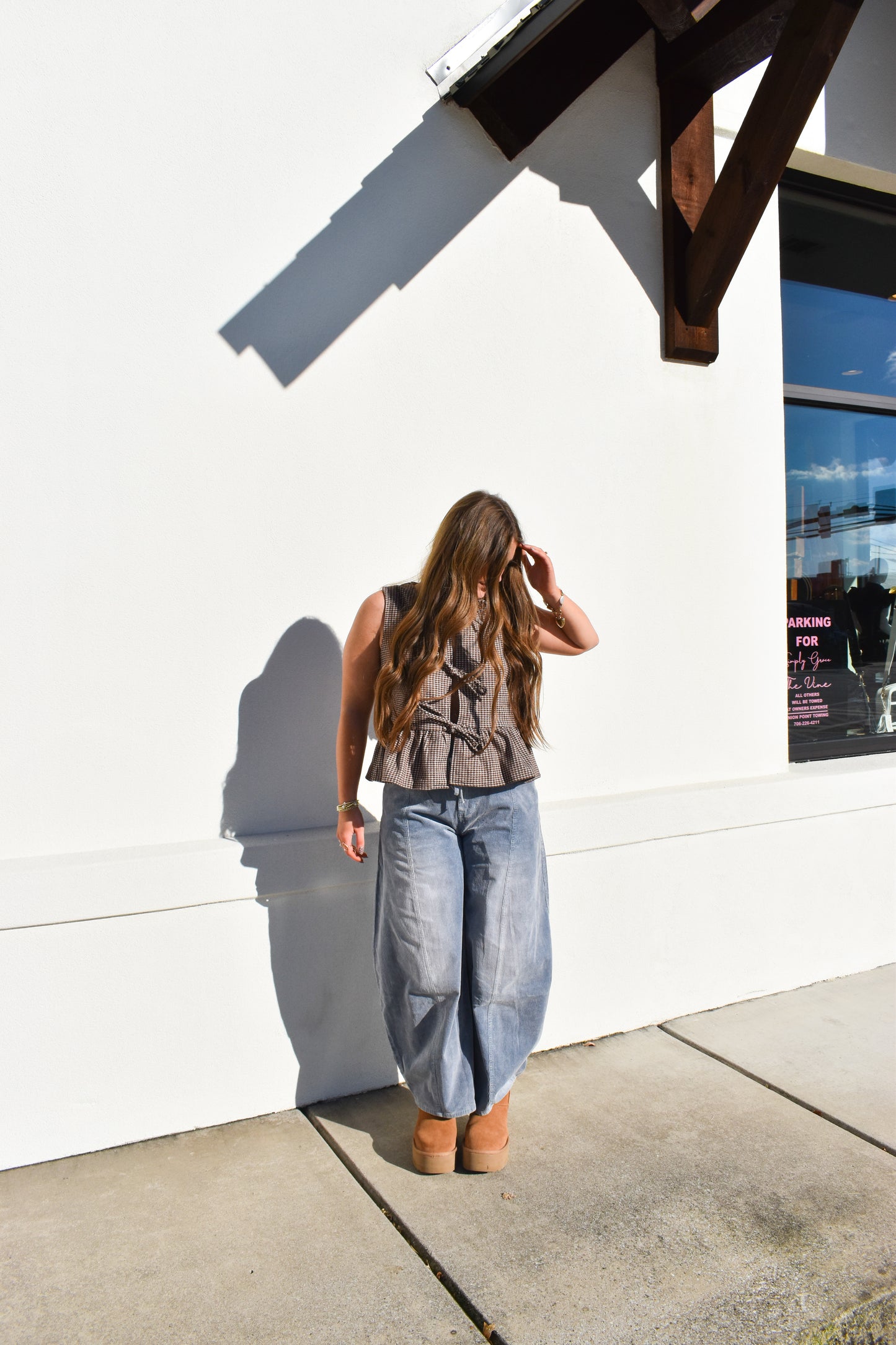 Waist Tie Corduroy Barrel Pants
