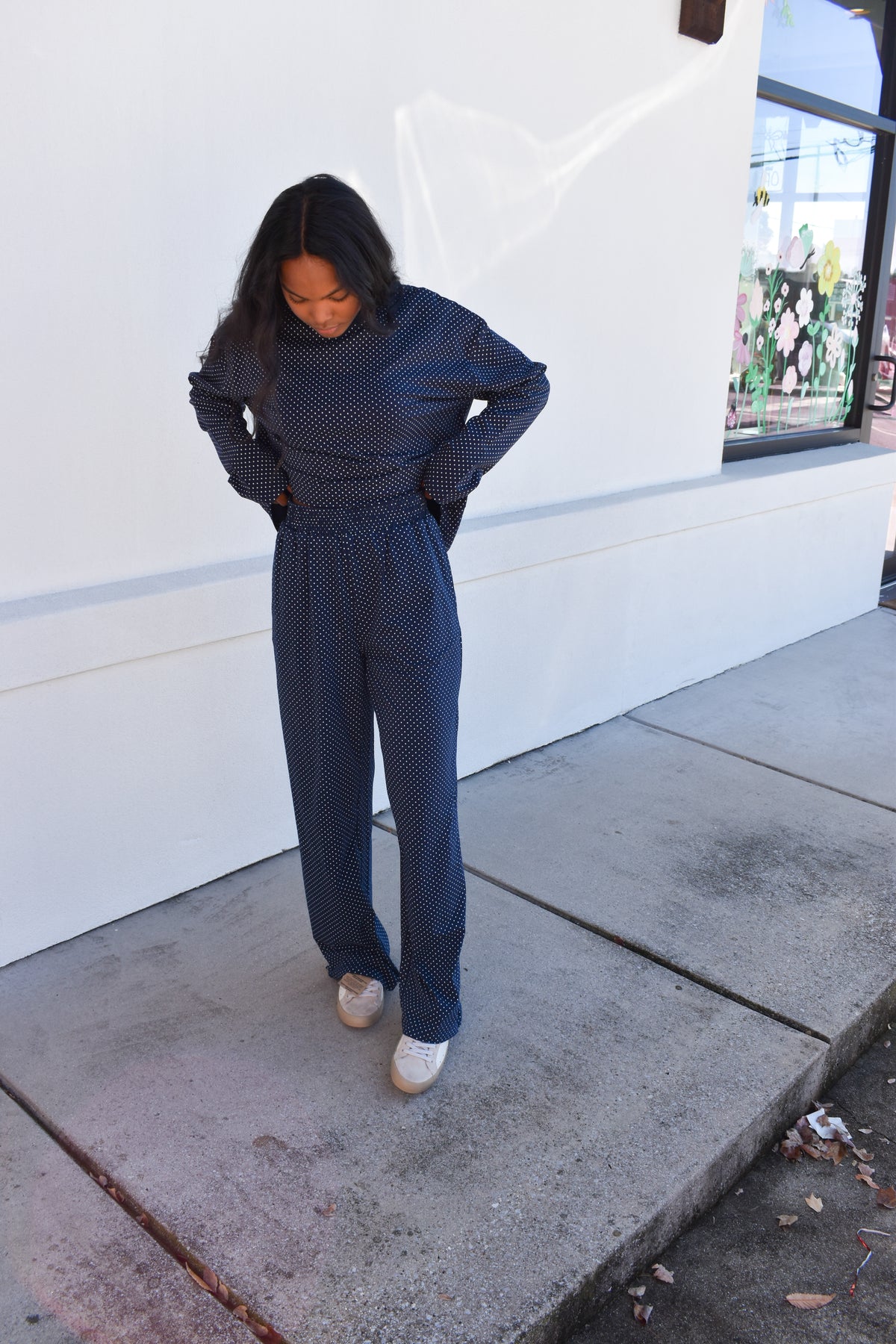 Navy Blue Polka Dot Loungewear Pants