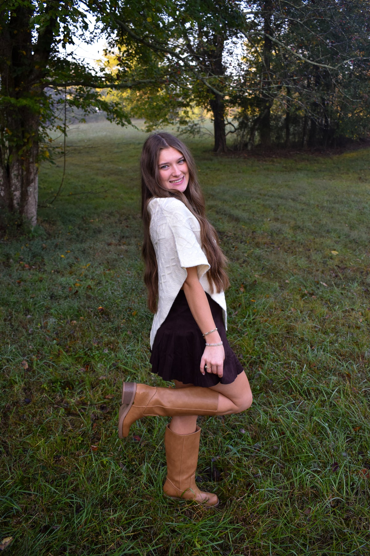 High-Waist Paneled Flare Mini Skirt