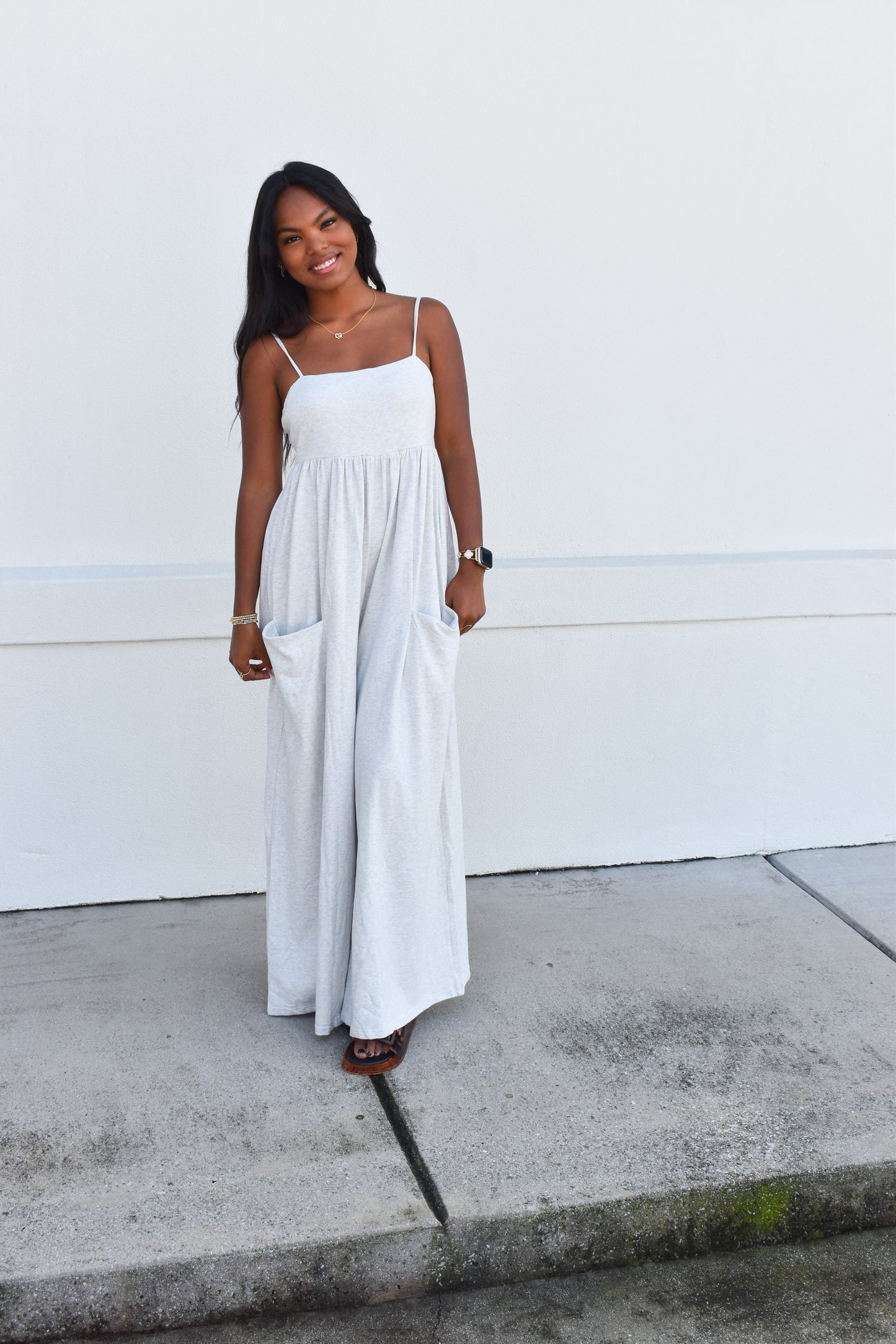 Strappy Empire Waist Wide Leg Jumpsuit